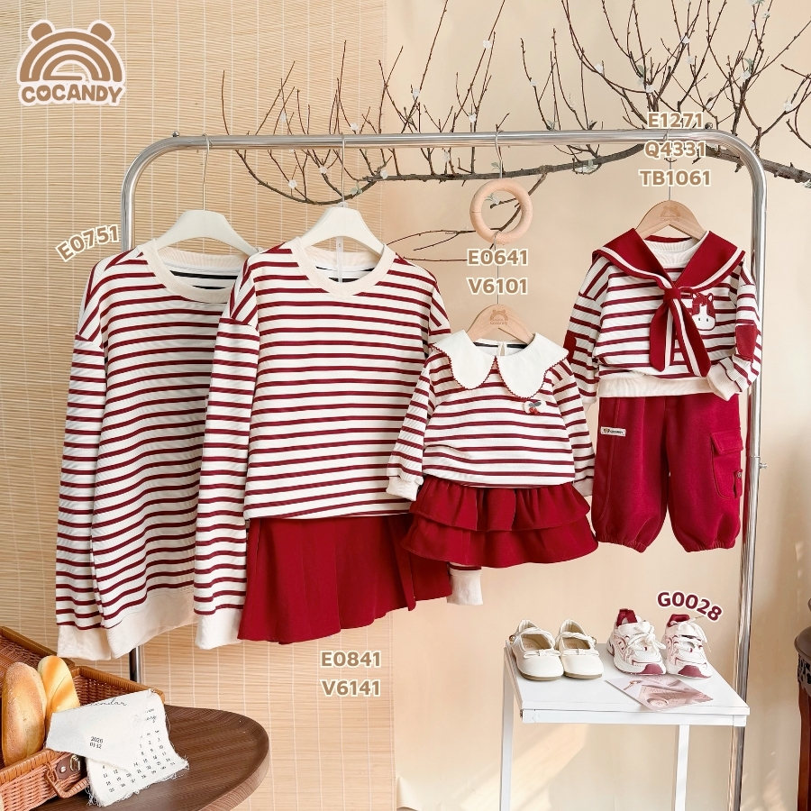 Chân váy cộc nỉ đỏ xoè A đính nơ NỮ_thumbnail_4