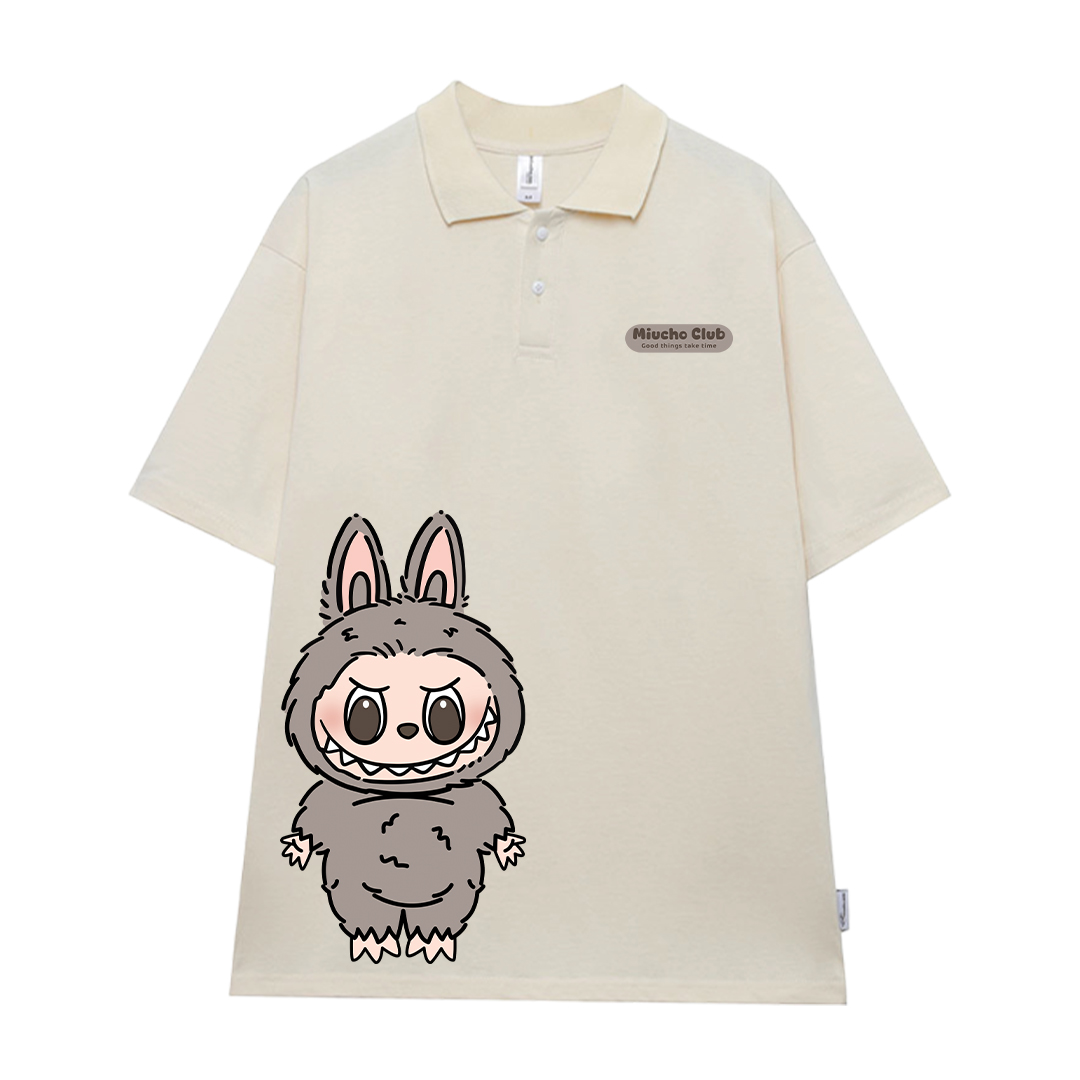 Áo polo labubu form rộng PLD1469 Miucho tay ngắn vải cotton co giản cổ trụ in basic_thumbnail_8