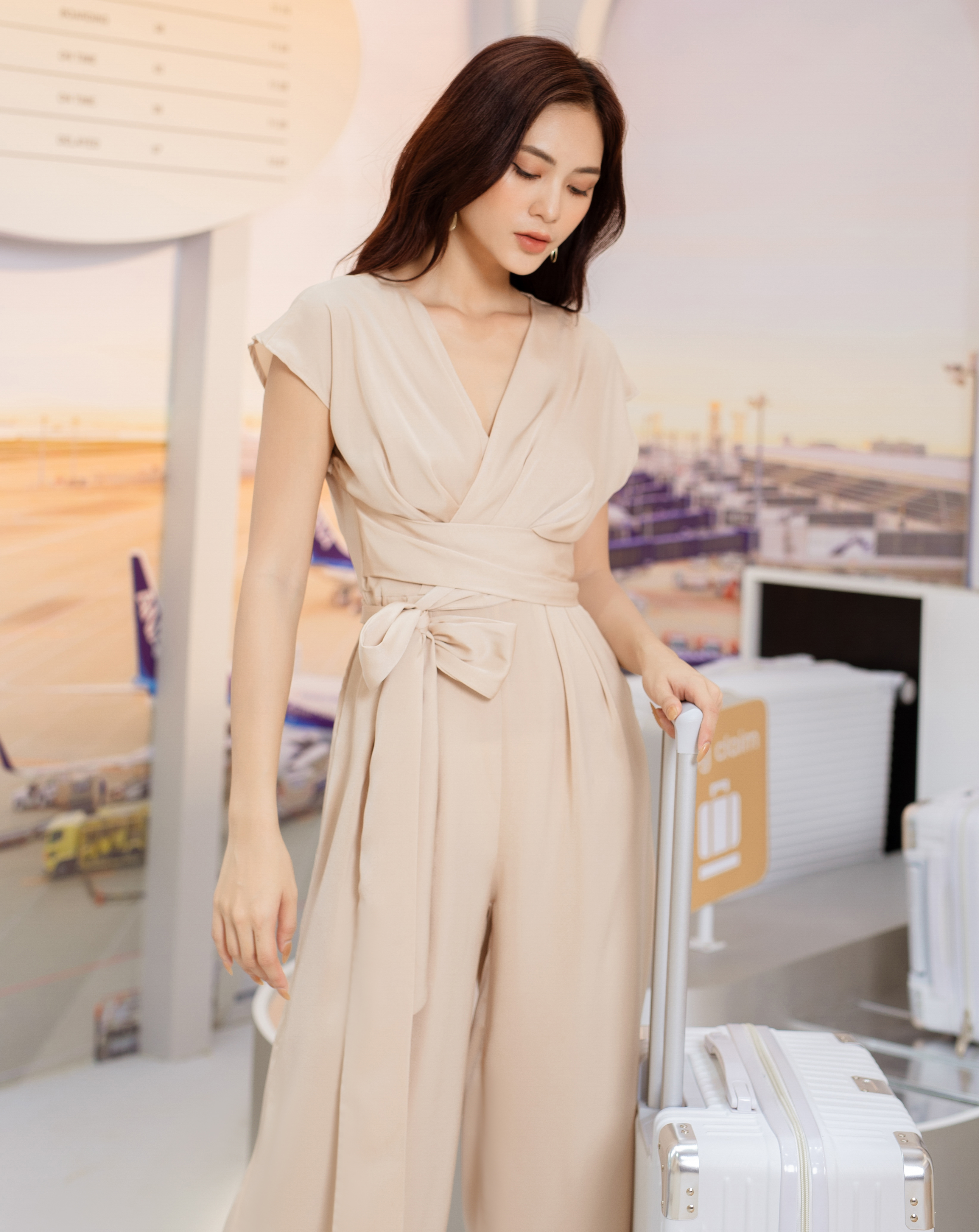 Jumpsuit ống rộng cổ V thanh lịch_thumbnail_4