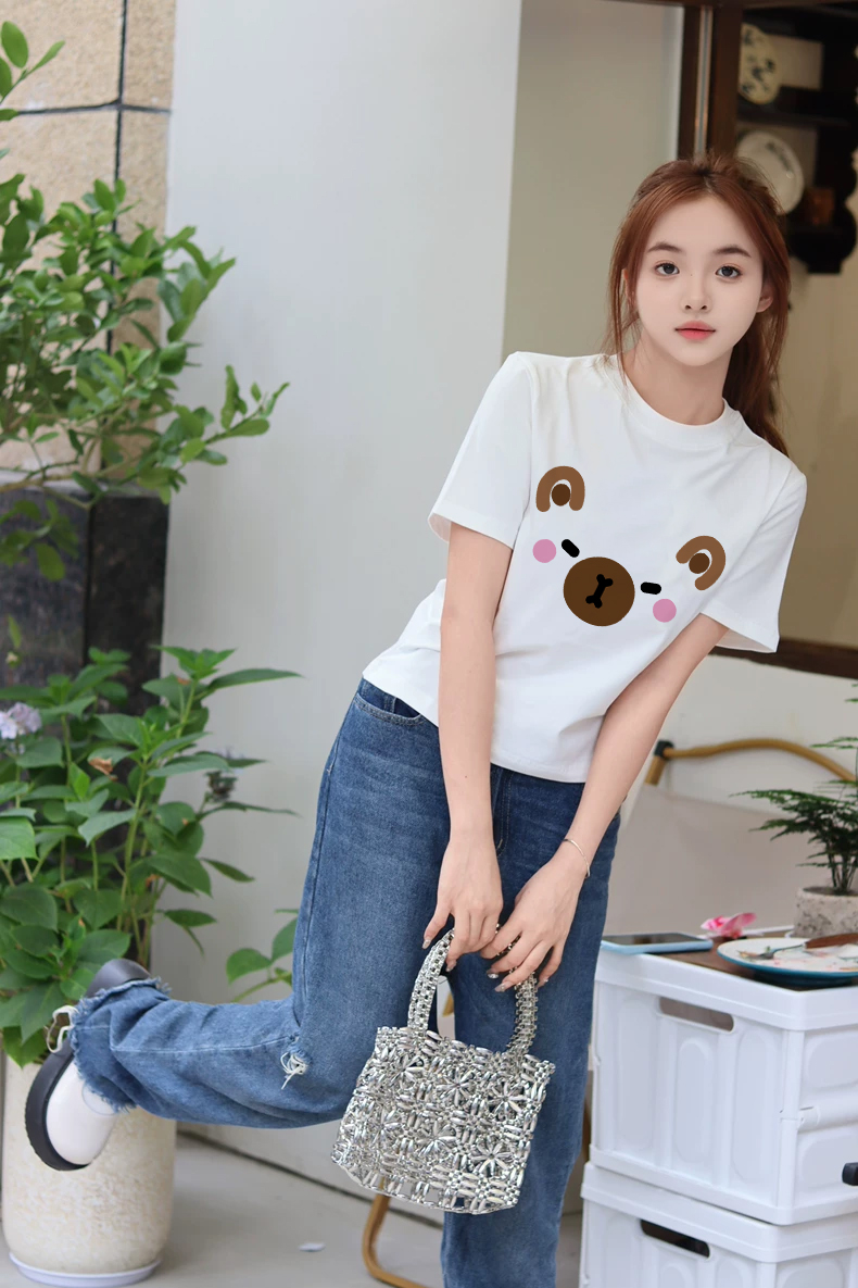 Áo Thun baby tee nhiều màu form ôm ABD1384 Miucho vải cotton co giãn in mix_thumbnail_4
