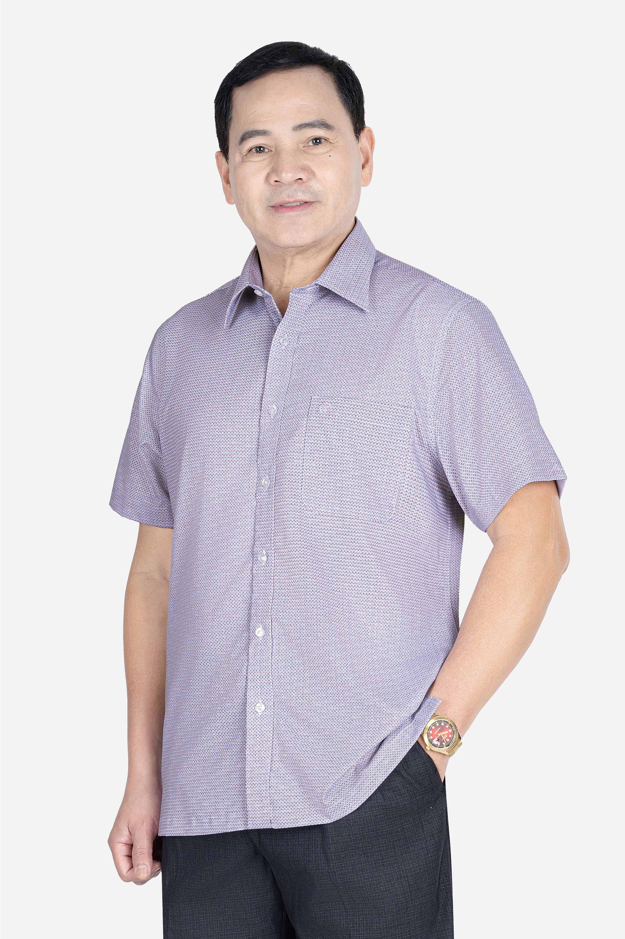 Sơ Mi Cộc Tay Họa Tiết Nam Trung Niên ANCHI Chất Liệu Sợi Sồi Cao Cấp Phom Suông Vạt Ngang Màu Trắng Bi_thumbnail_46