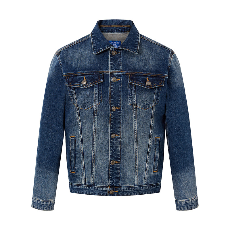 Phong cách Anh quý ông trưởng thành mặc đi làm ở thành thị trung niên co giãn nhẹ thoải mái phong cách retro Mỹ áo khoác denim nam