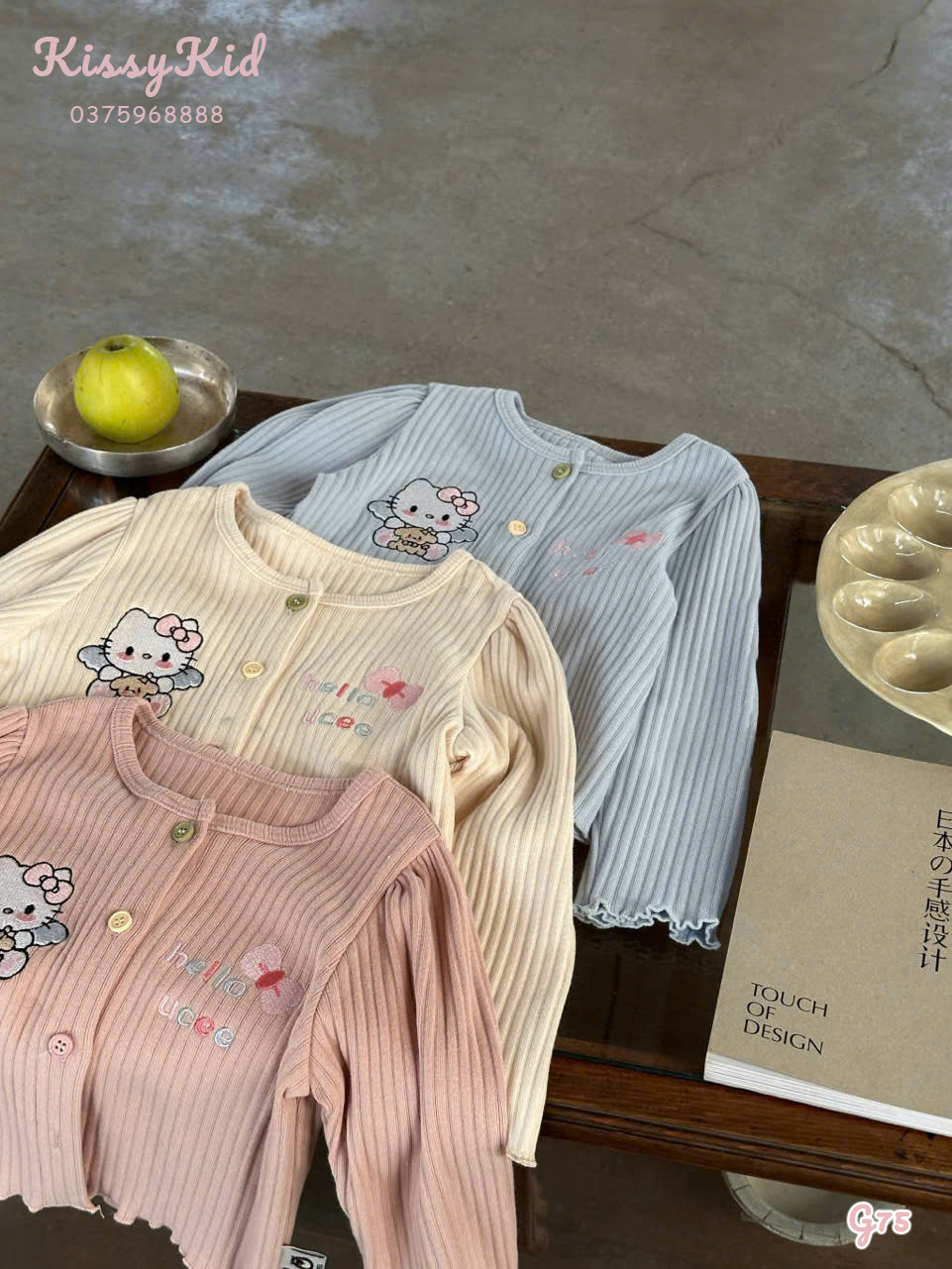 (G75) Áo thun tăm hoạ tiết Kitty màu vàng mỡ Heyduck Ucee_thumbnail_0