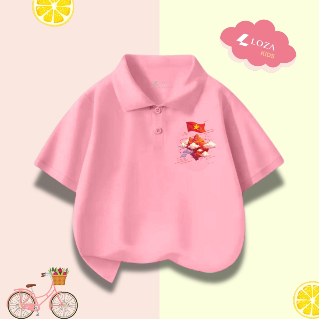 Áo polo trẻ em in hình 