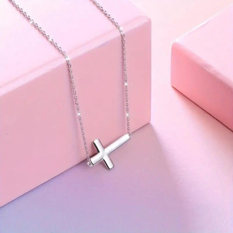 Dây chuyền Thánh Giá liền bạc S925 cho nữ mẫu trơn sang trọng đơn giản - Vòng cổ bạc Ý nữ Công Giáo DB03_thumbnail_2