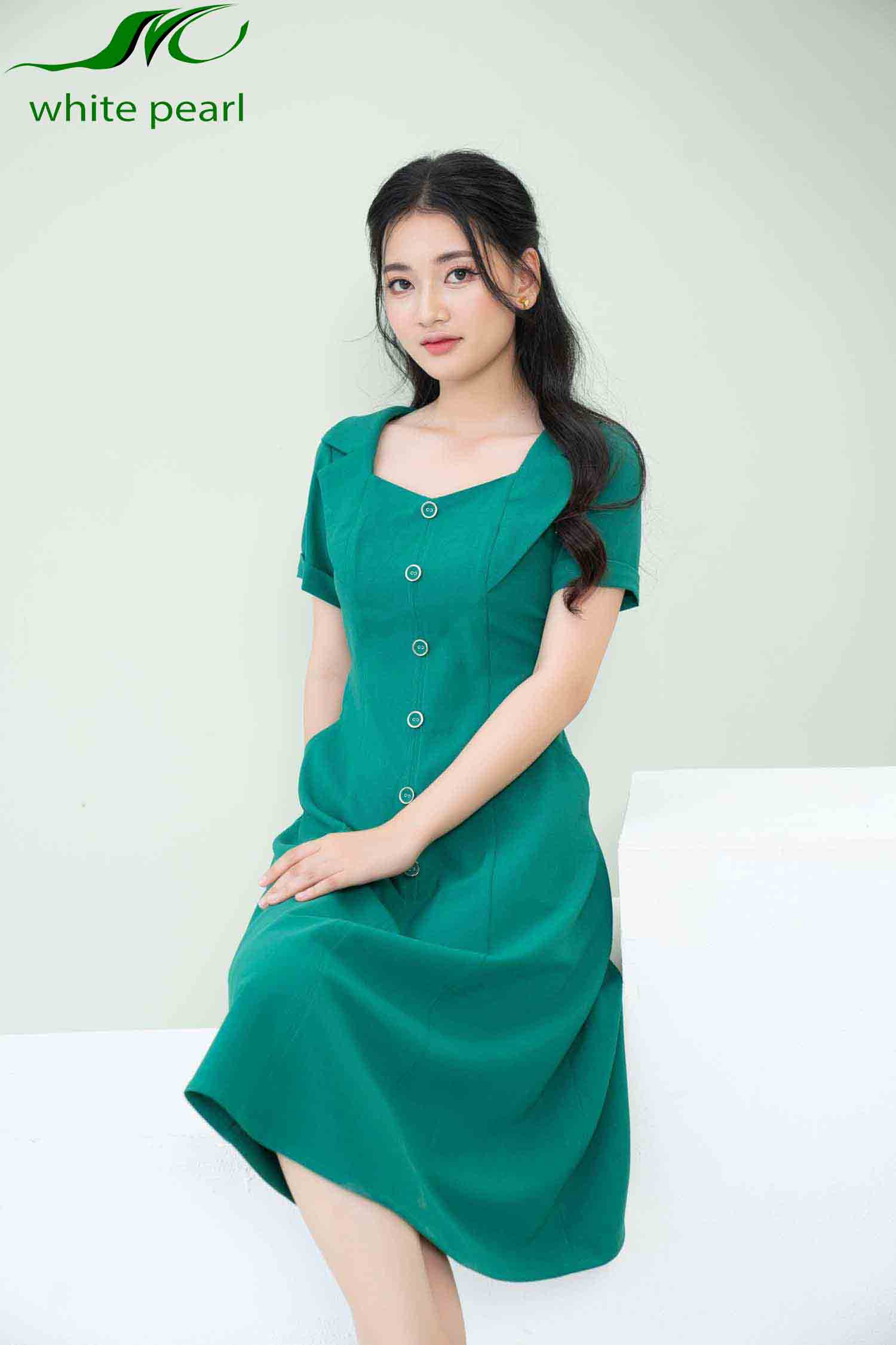 Đầm 7T cổ 2 ve lục giác Xanh - cái_thumbnail_9