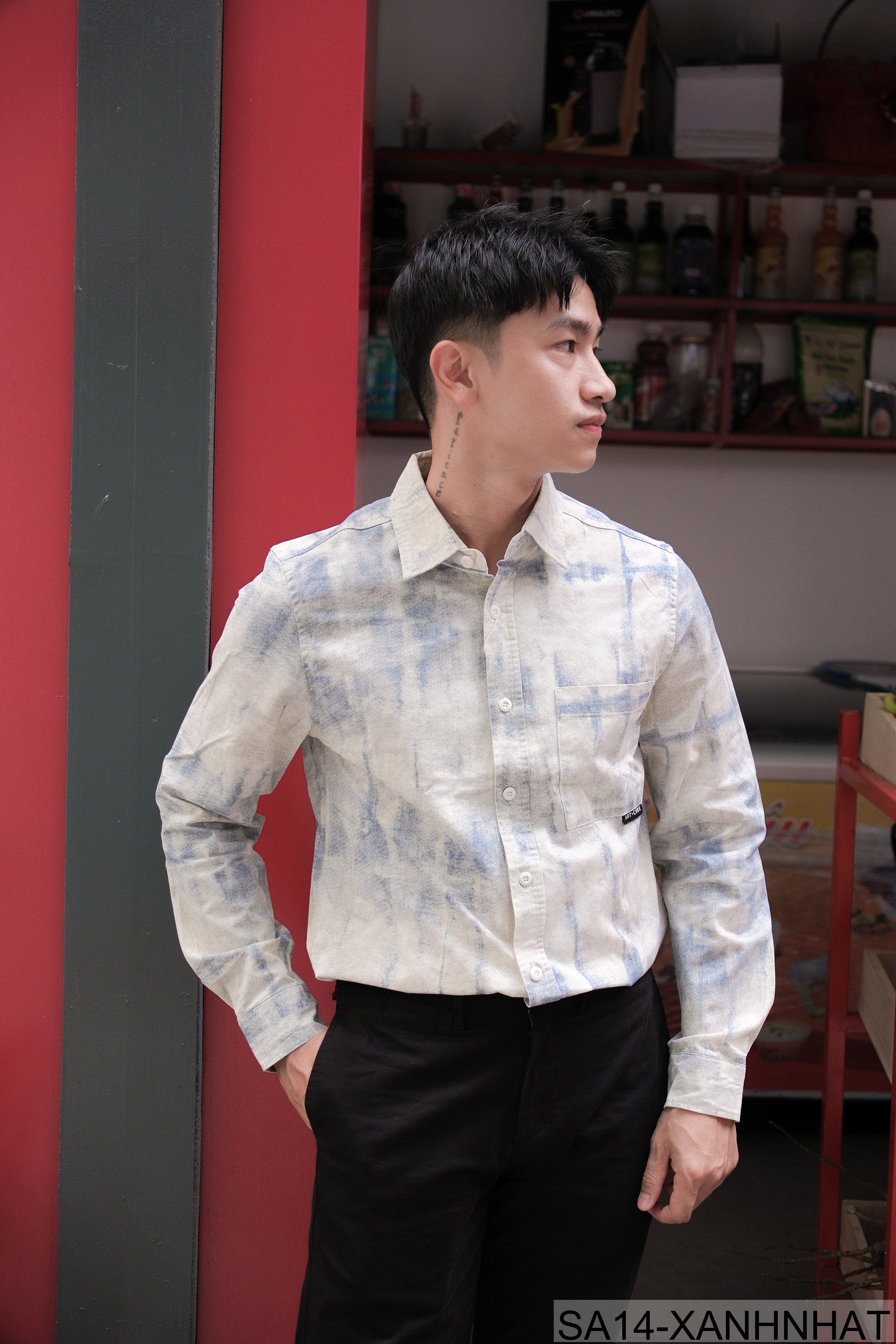 SA14 - Áo sơ mi nam dài tay in họa tiết phong cách Nhật, dáng rộng thoải mái, chất cotton mềm mại_thumbnail_5