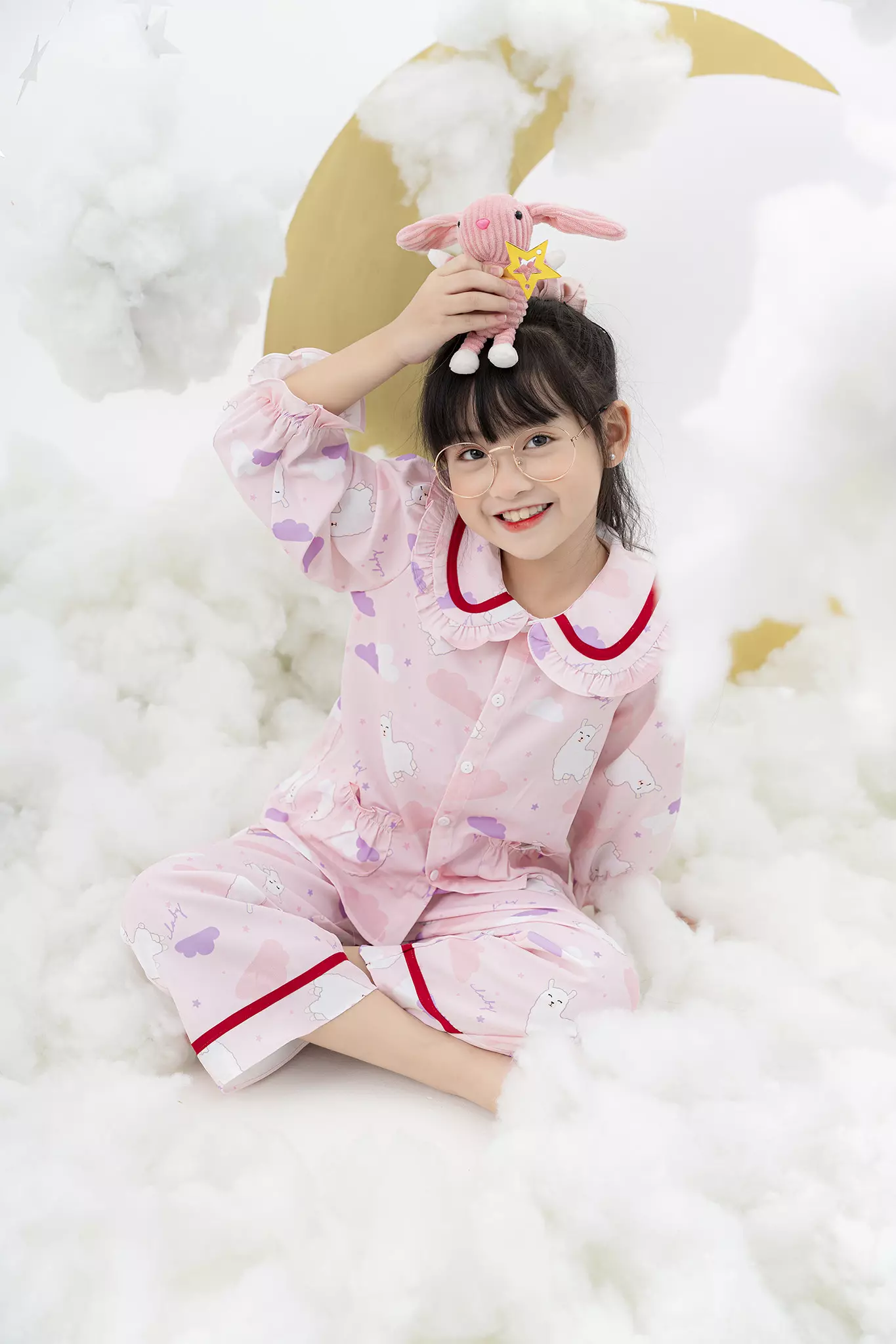 [ Outfit mềm mại ] Bộ pyjama dài tay cổ sen phối viền_thumbnail_0