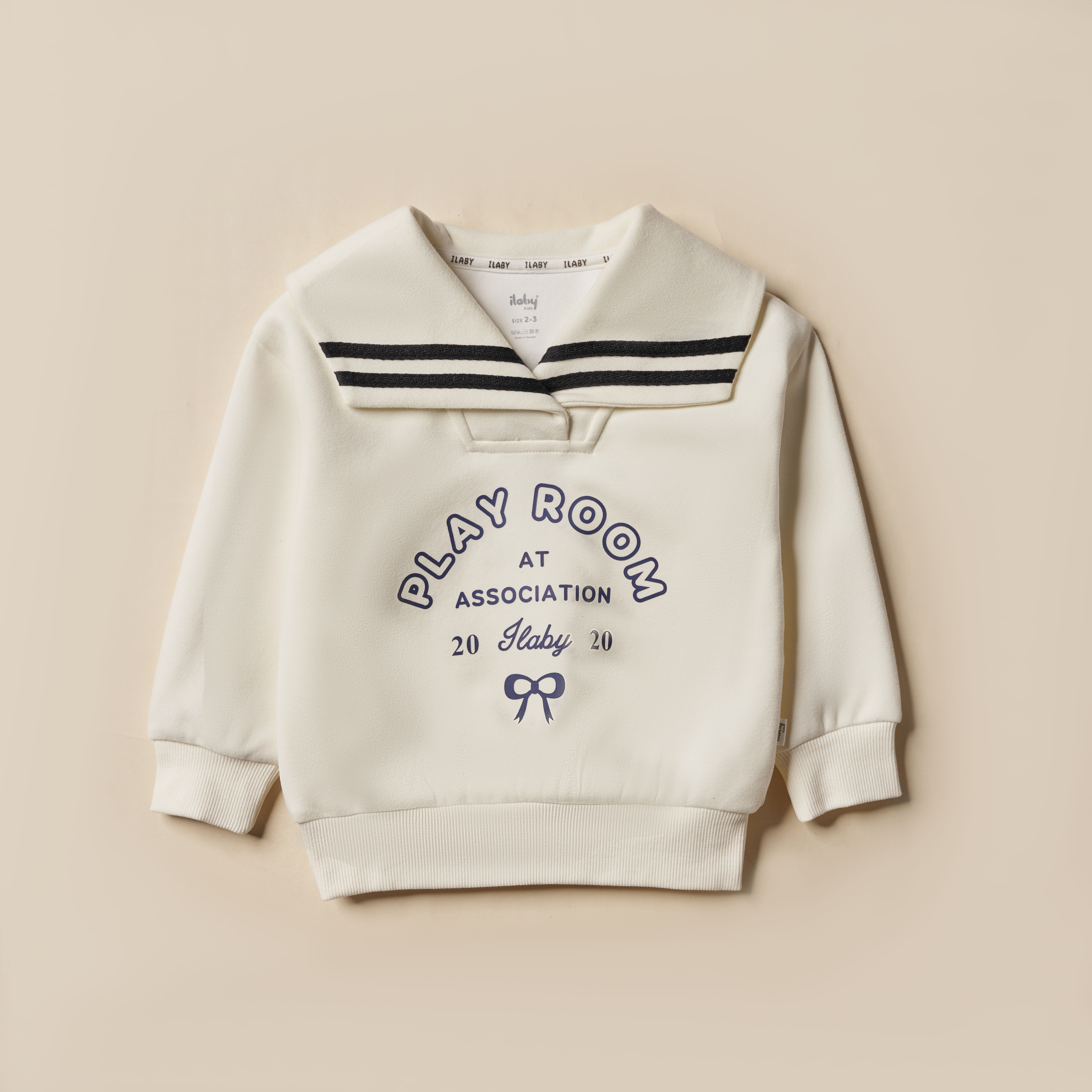 Áo nỉ cổ thủy thủ phối dây màu