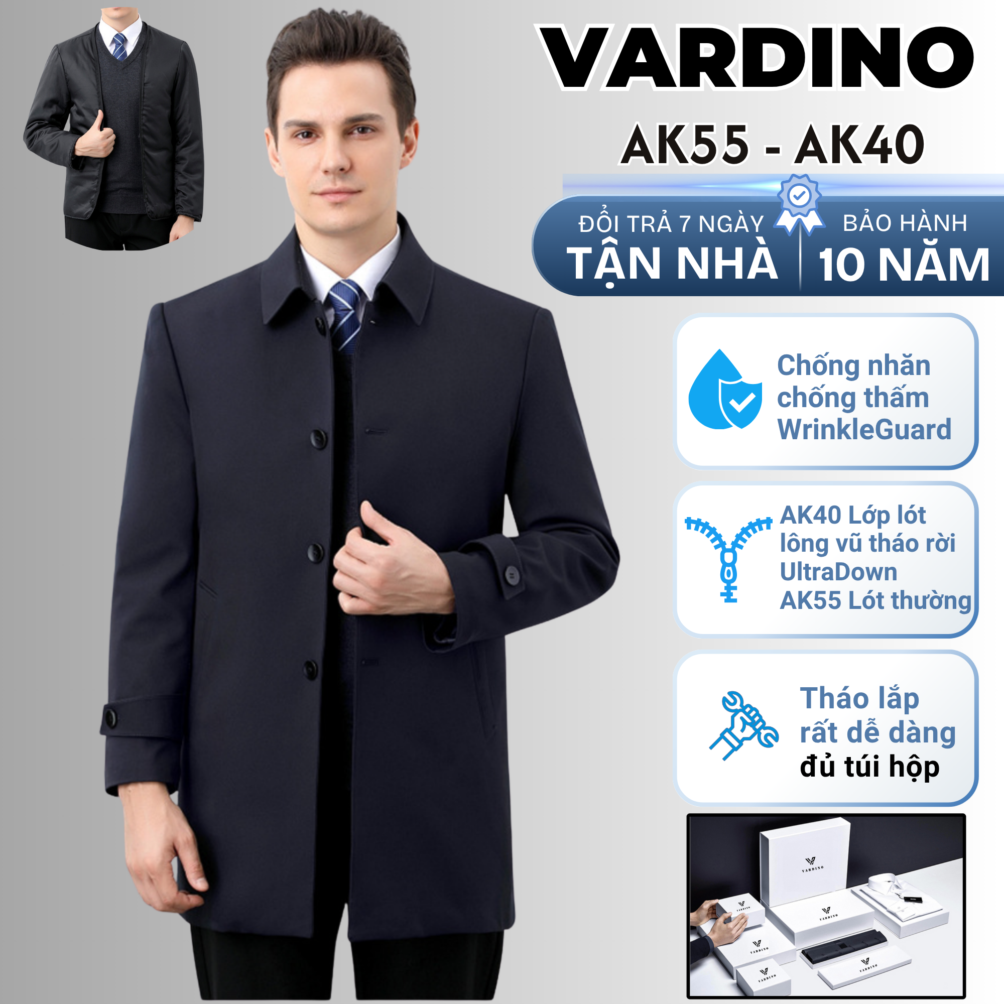 Áo khoác mangto nam công sở Vardino AK55
