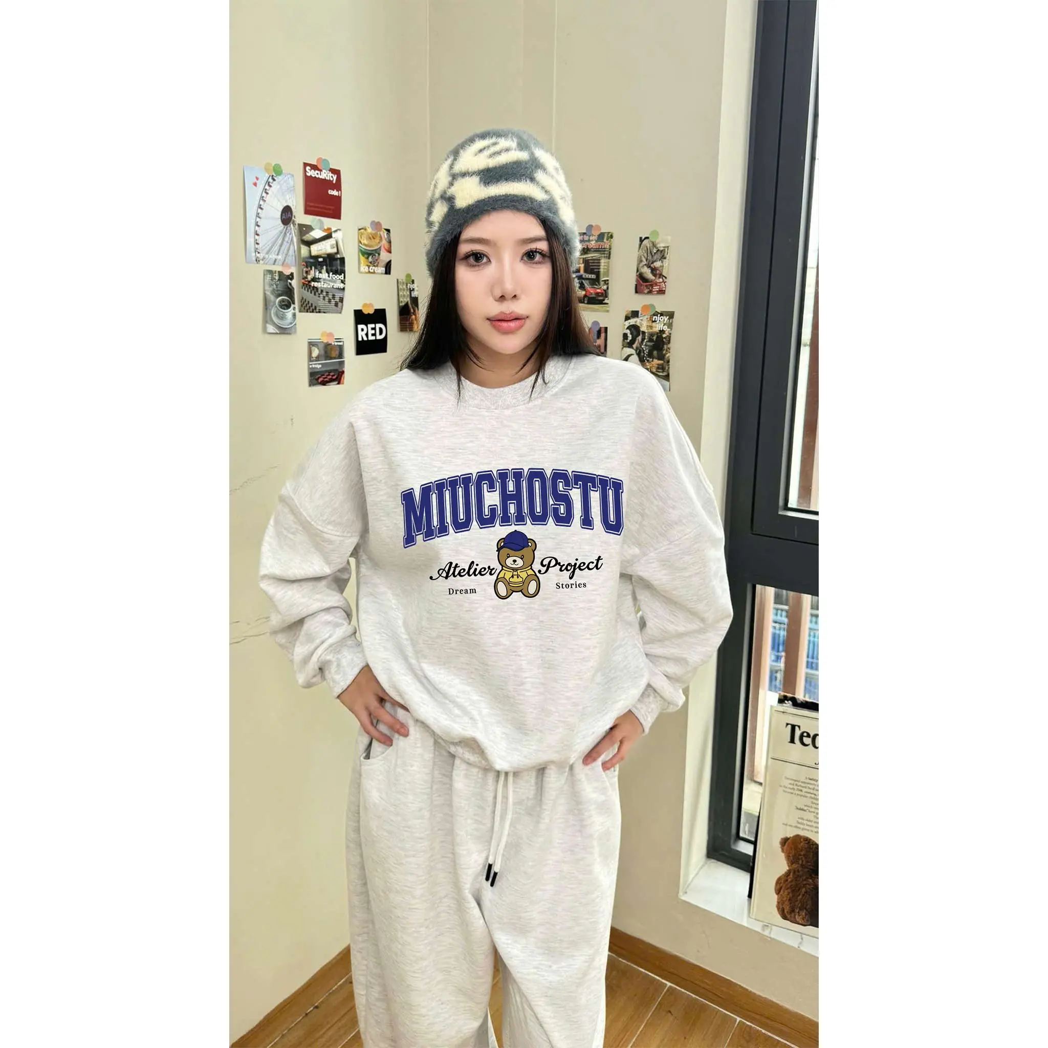 Áo Sweater nam nữ form boxy Miucho nỉ 2 da thoáng mát dày dặn giữ ấm tốt in mix 2790_thumbnail_5