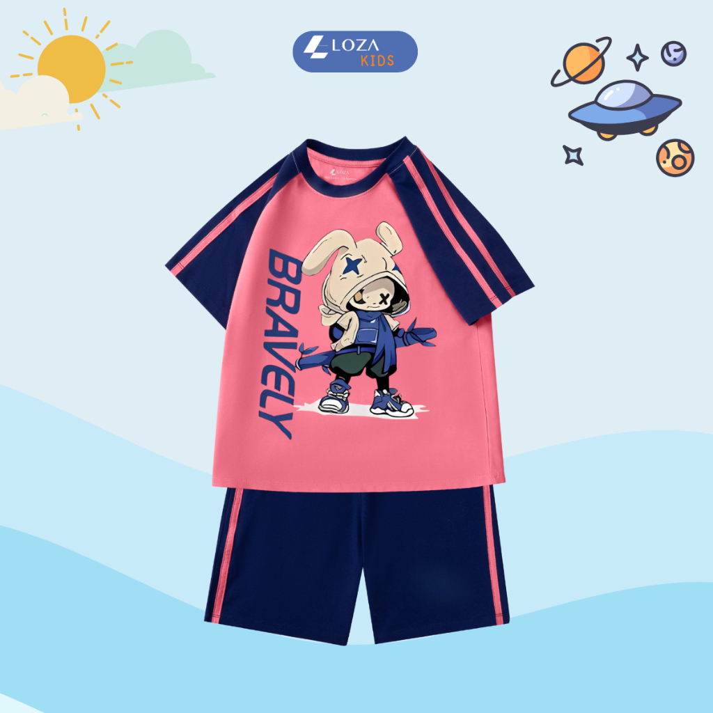 Đồ bộ bé trai phối viền in hình 'Bravely' - Loza Kids BF262_thumbnail_6