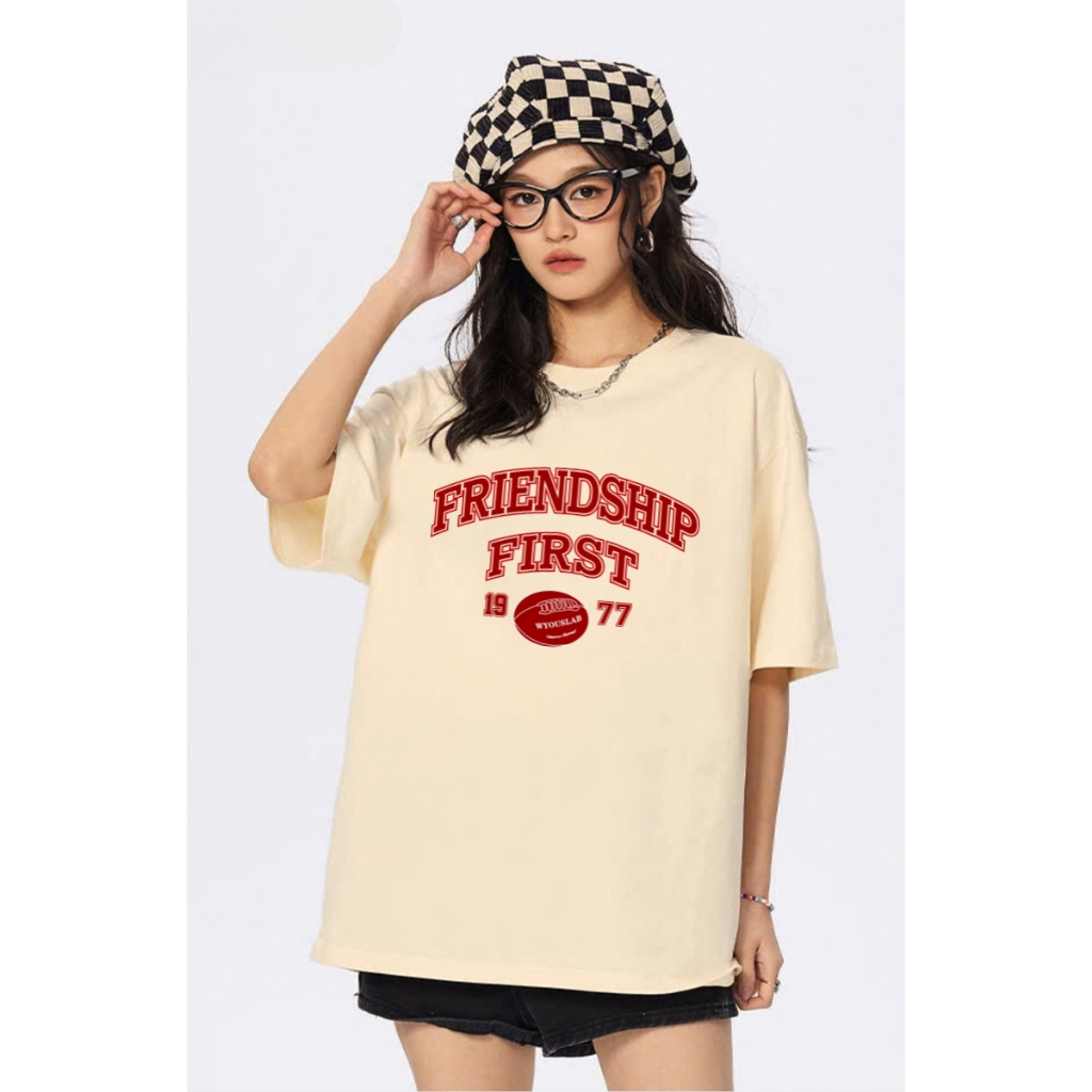 Áo thun oversize nam nữ local brand We Tee FRIENDSHIP FIRST - WU1012_thumbnail_2