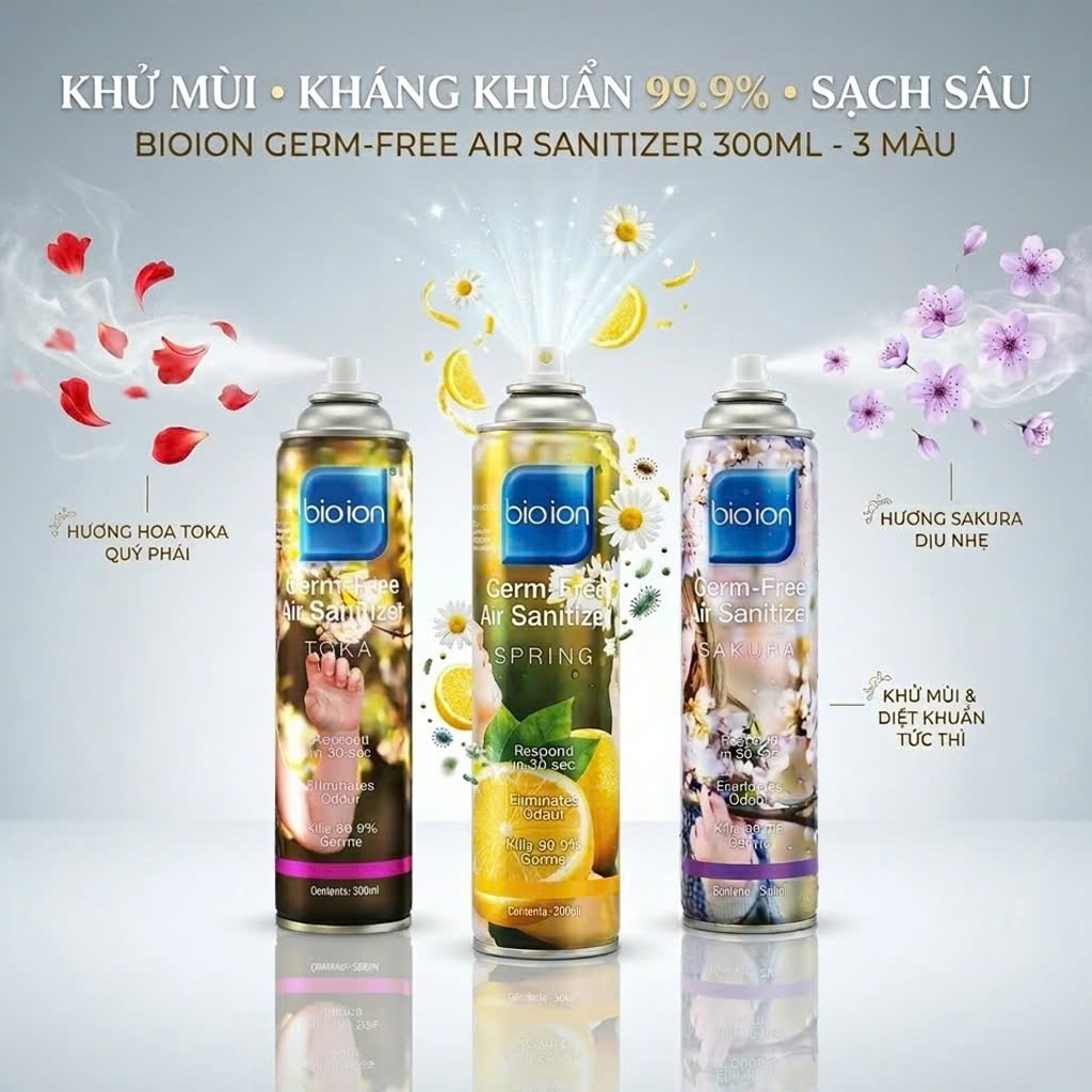 Bình Xịt Khử Mùi Sạch Khuẩn BIOION 300M