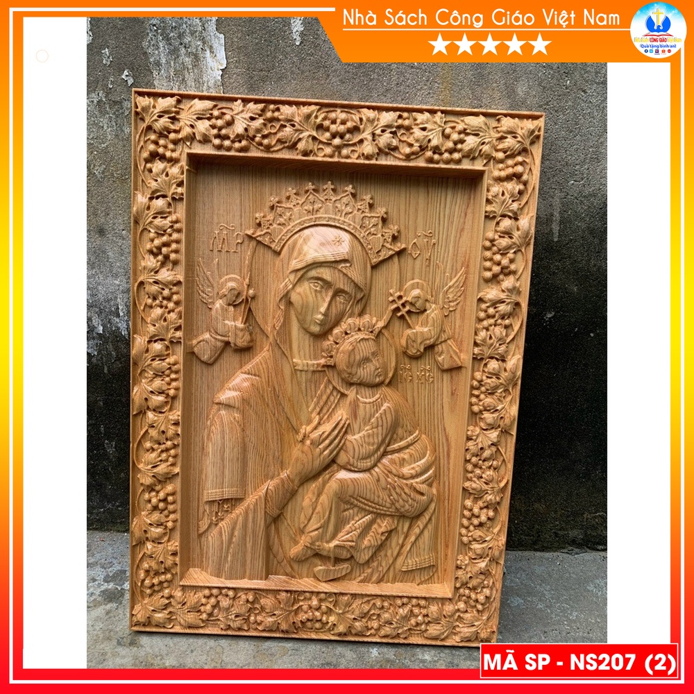 Tranh gỗ Đức Mẹ Hằng Cứu Giúp 30x42x3cm NS207 - Quà tặng Công Giáo, Giáng Sinh, Tân Gia, Lễ Quan Thầy, Lễ Cưới_thumbnail_0