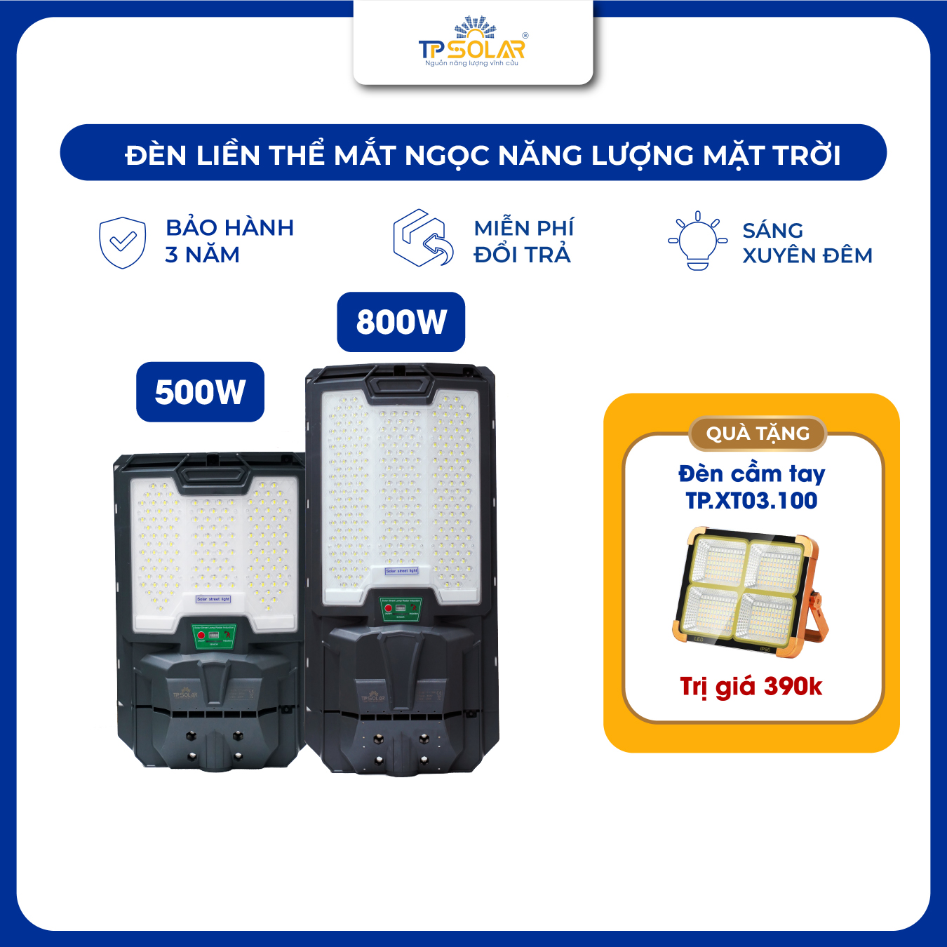 Đèn đường liền thể cao cấp ba mặt LED mắt ngọc (TP.LT11.500 / TP.LT11.800)