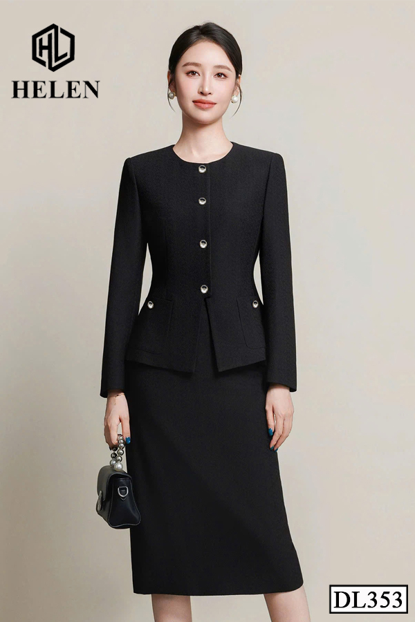 Đầm ôm peplum màu đen giả set cổ tròn DL353_thumbnail_3