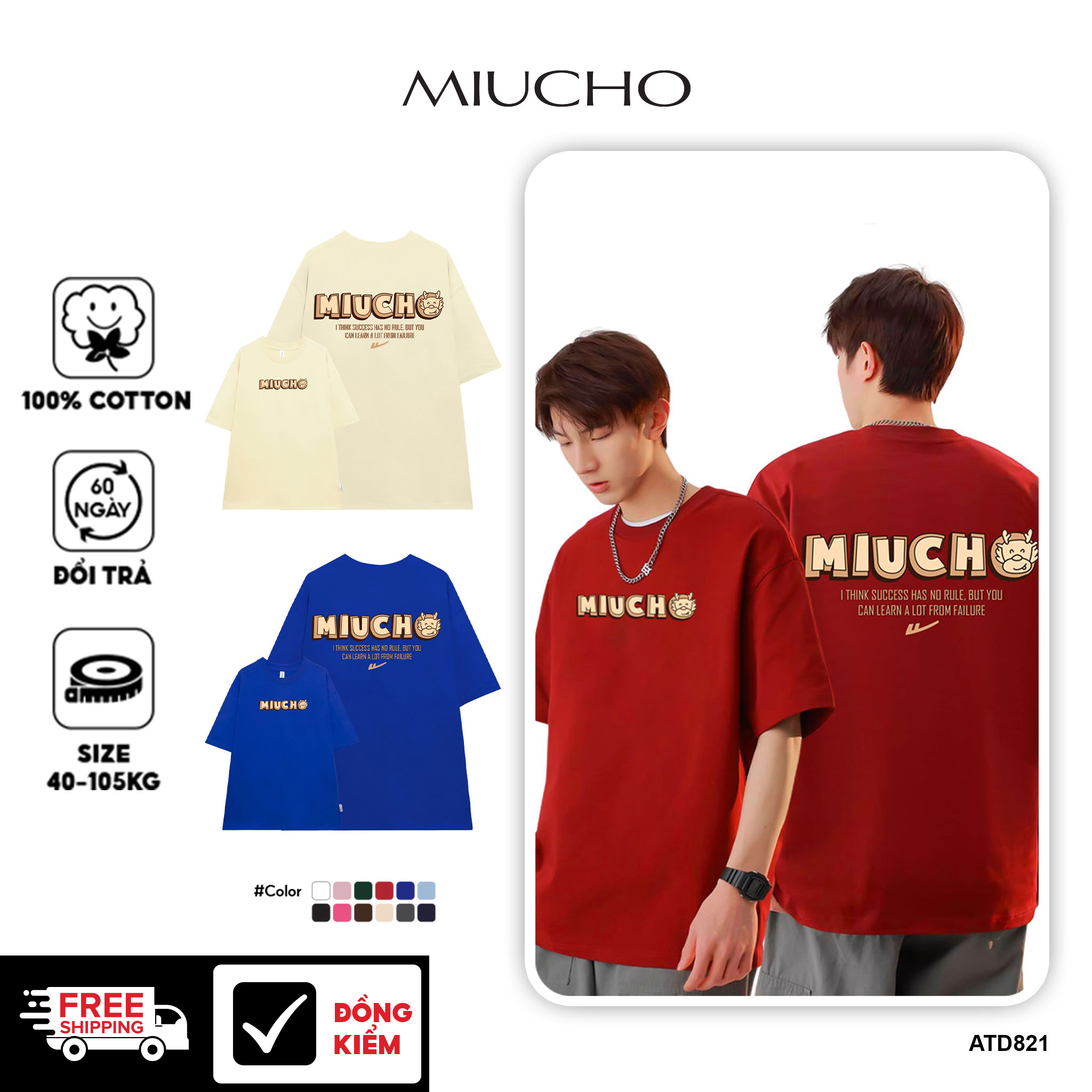 Áo thun nam form rộng local brand ATD821 Miucho Man tay ngắn vải cotton cổ tròn in typography_thumbnail_1