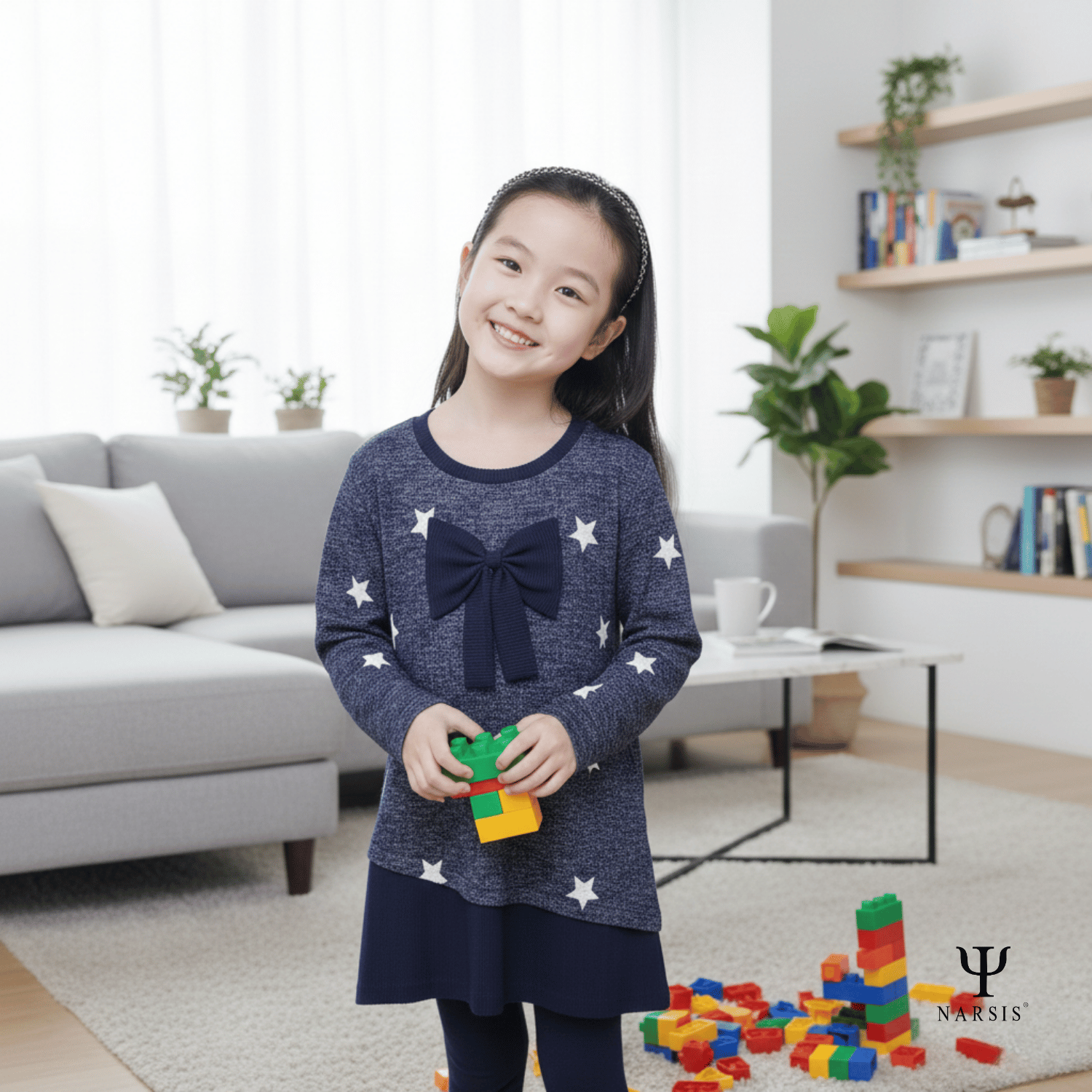 ÁO THU ĐÔNG BÉ GÁI KL0013 NARSIS VẢI LEN COTTON ẤM ÁP, THOÁNG MÁT, GIỮ ẤM TỐT, MỀM MẠI