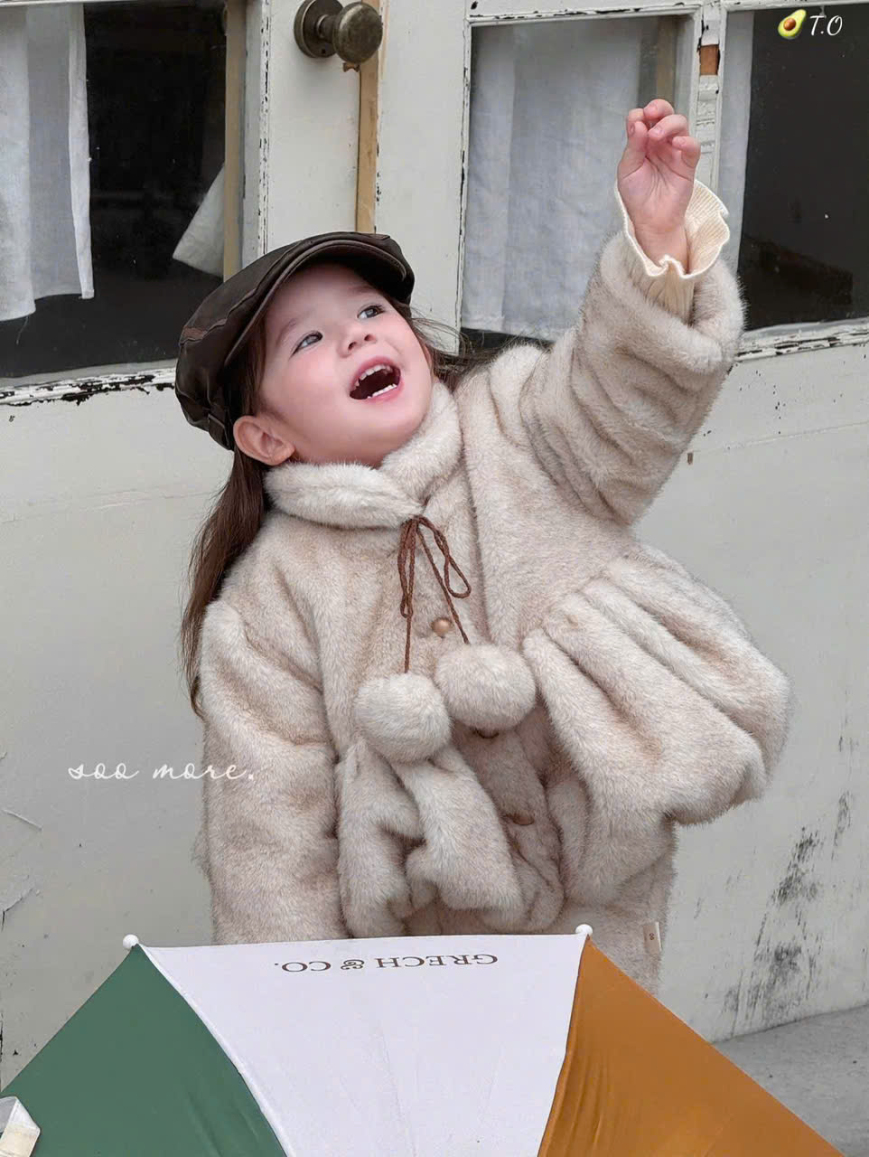 (M100) Áo khoác lông lót bông 2 cục bông màu hồng trà sữa siêu iu_thumbnail_0