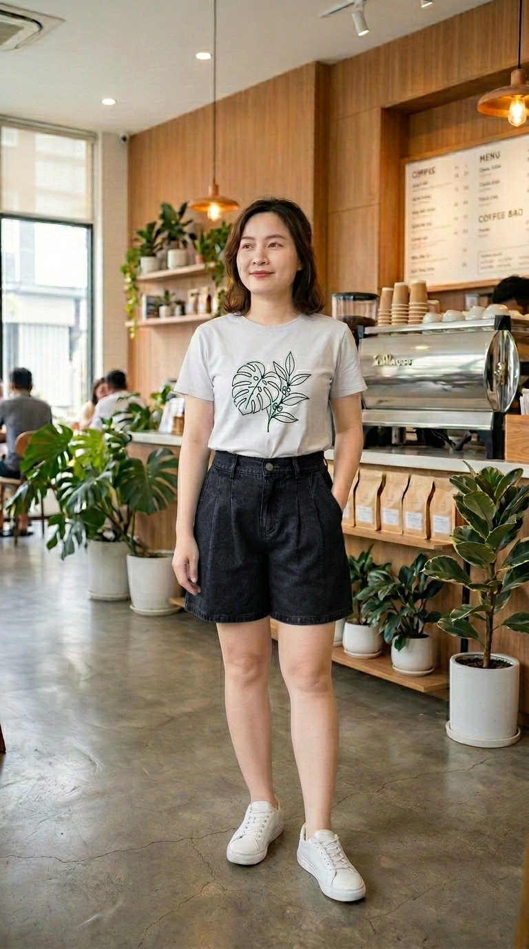 QJF028-Quần Short Jeans Xếp Ly