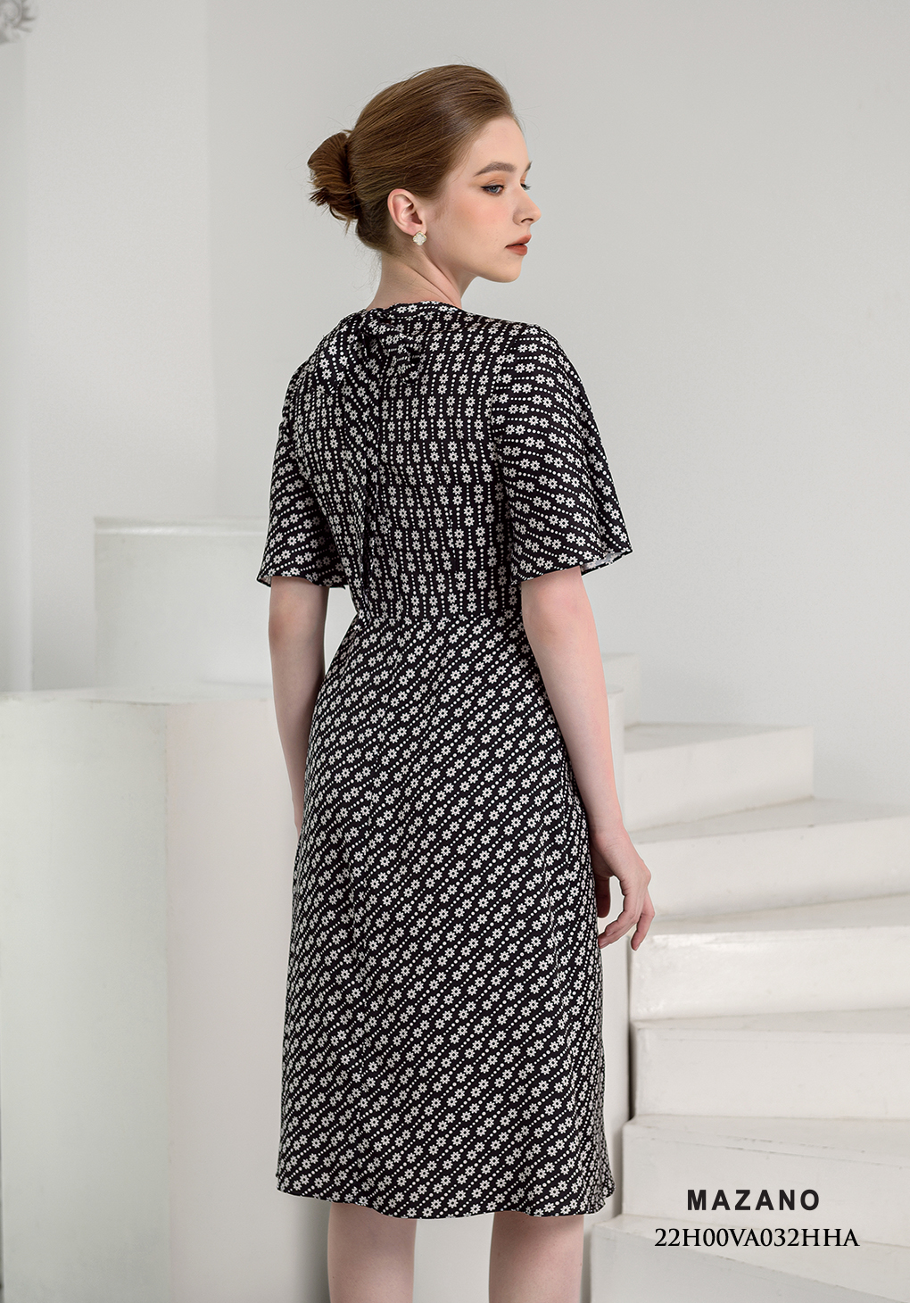 Đầm eo cao tay rủ thắt nơ lưng trang trí_thumbnail_3