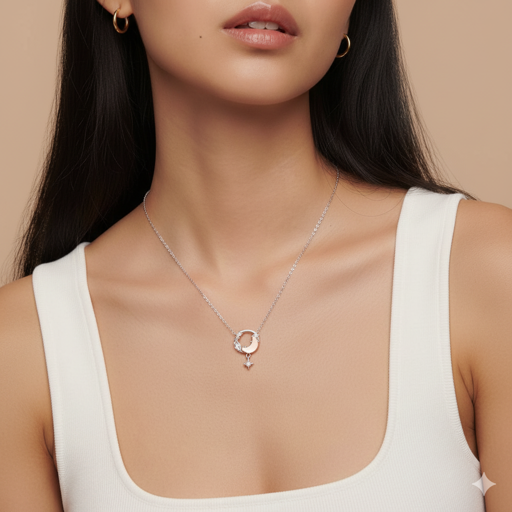 Dây chuyền bạc Shee Jewelry 925 mặt trăng ôm đá – phụ kiện tôn da, quà tặng ý nghĩa cho bạn gái DC002_thumbnail_4