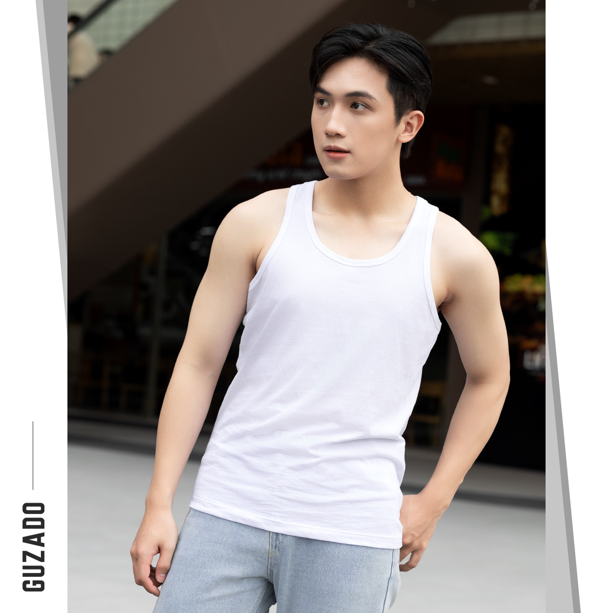 Áo ba lỗ nam GUZADO chất cotton 100% co giãn thấm hút tiêu chuẩn GTT08