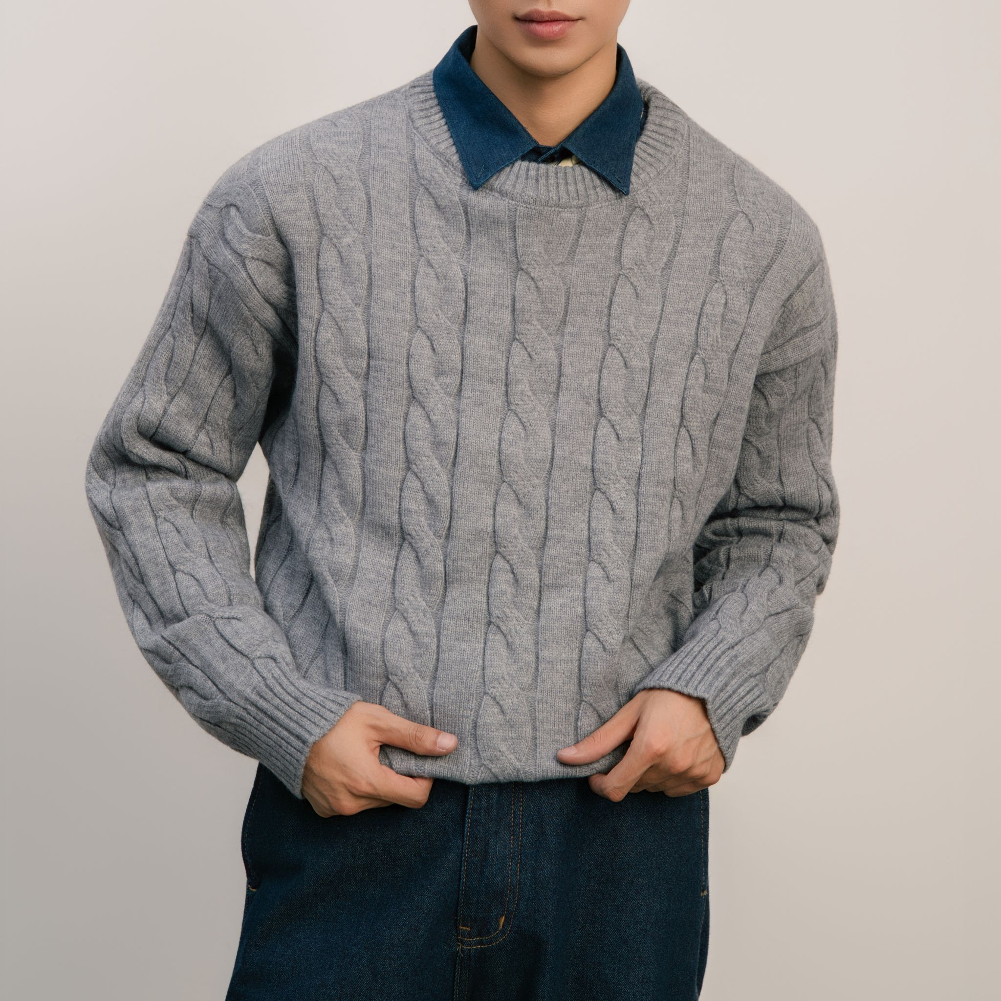 Áo Sweater Twisted-Wool Len Viscose Form Relaxed