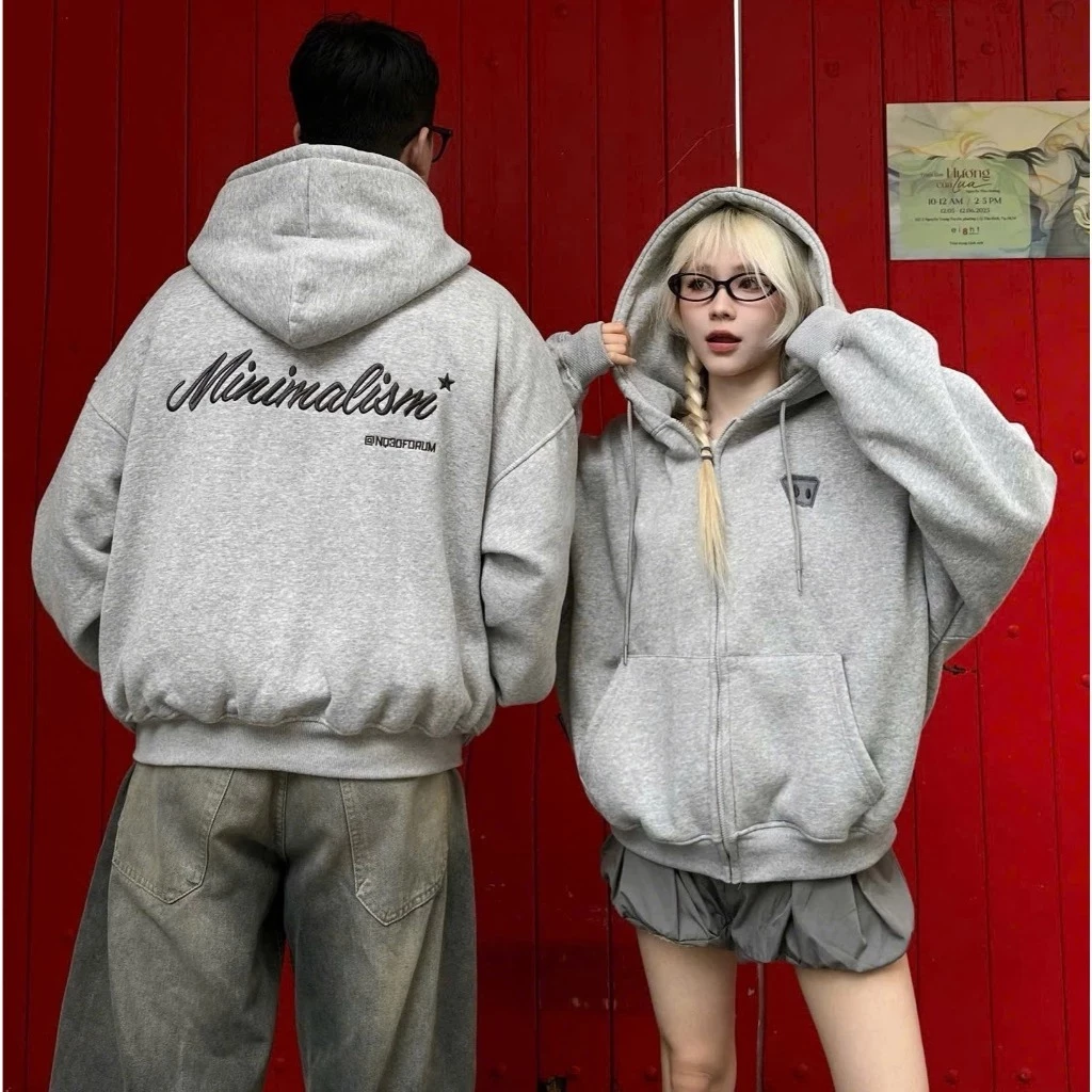 Áo khoác Hoodie Zip nam nữ Vải 2 Da Chống Nắng Tốt Hindless Unisex_thumbnail_2
