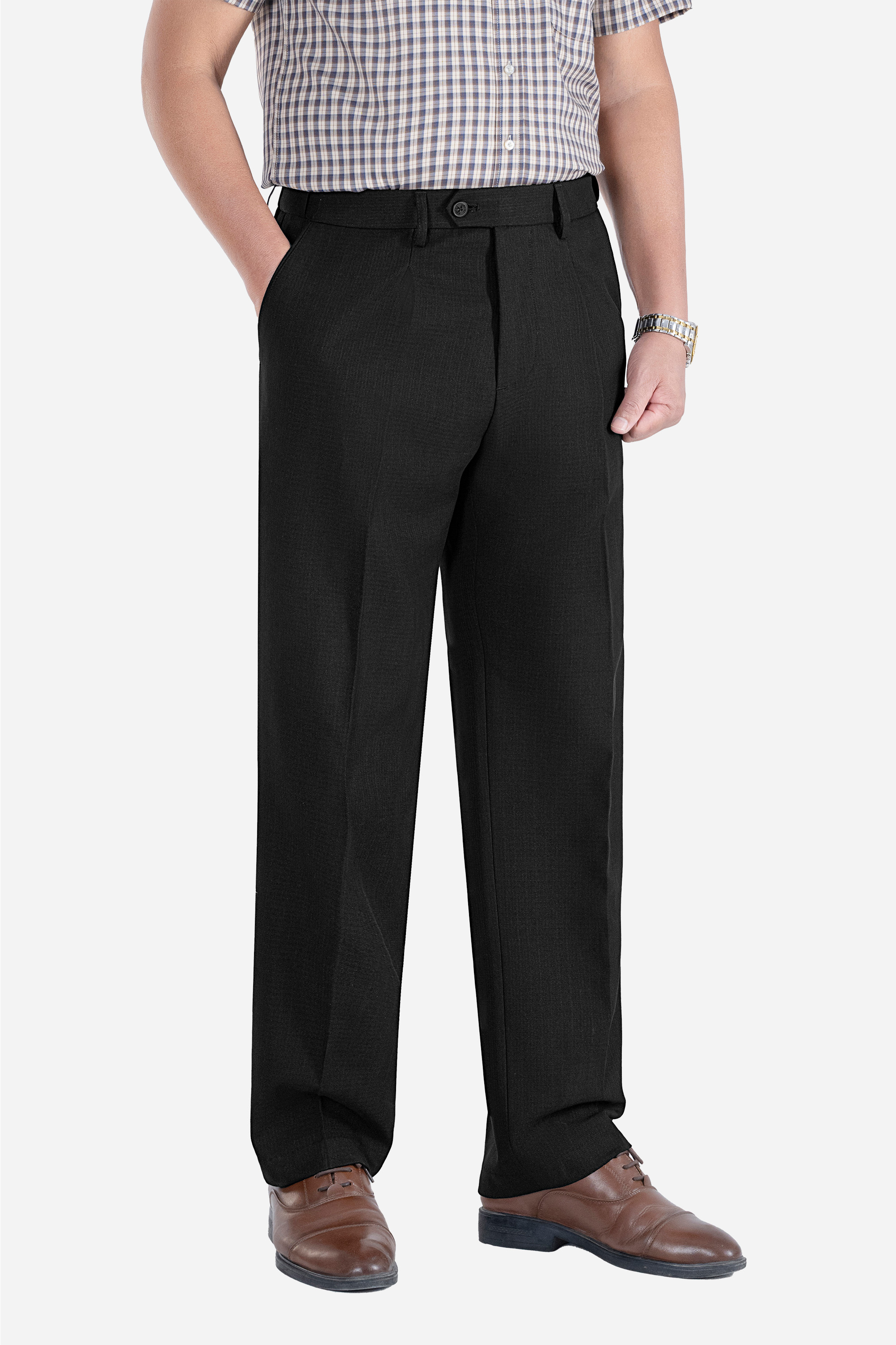 Quần Âu 1 Li Cạp Chun Ẩn Nam Trung Niên ANCHI Chất Liệu Cotton Viscose Cao Cấp Màu Đen_thumbnail_2