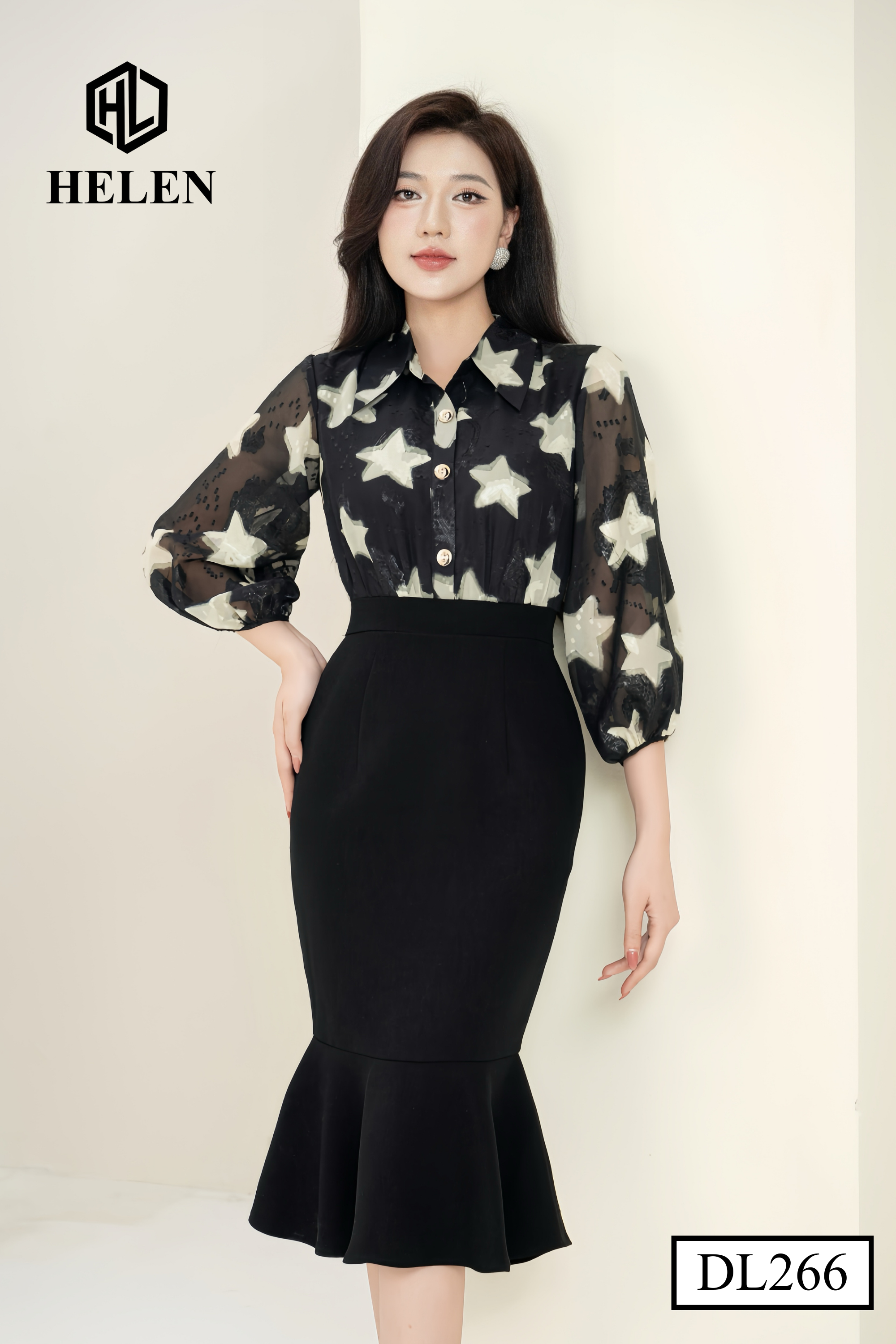 Đầm ôm họa tiết ngôi sao phối chân đuôi cá DL266_thumbnail_3