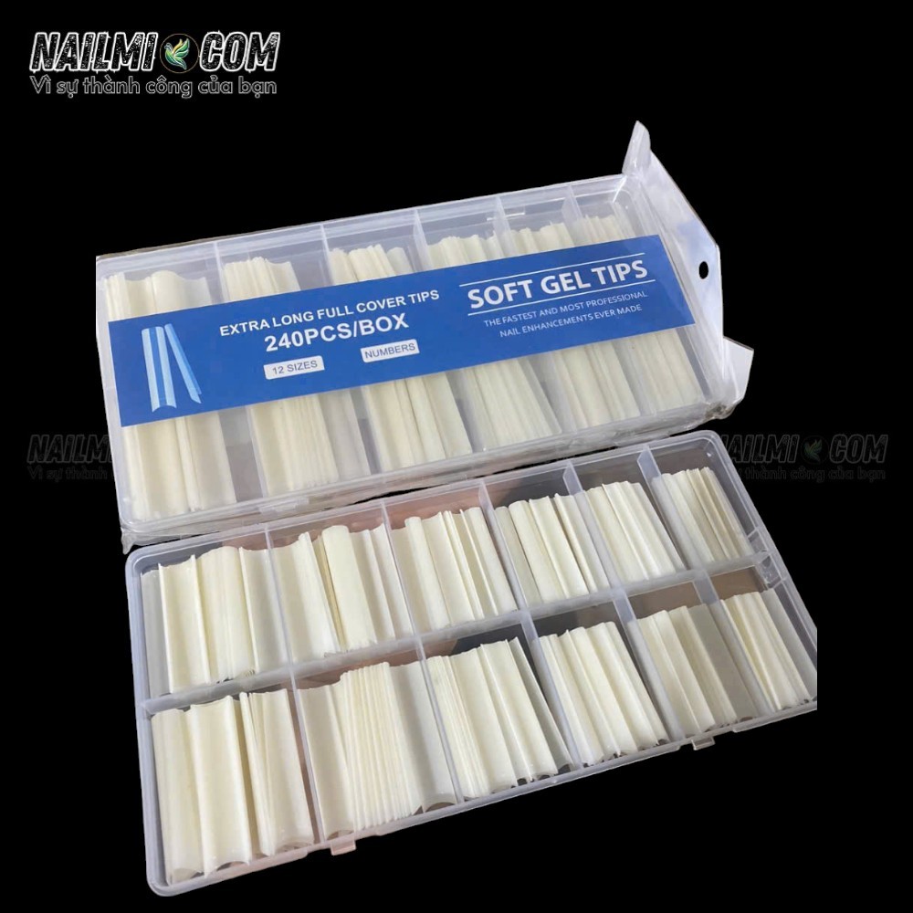 Móng nối (tips) - form tre dài - màu đục - Châu Âu