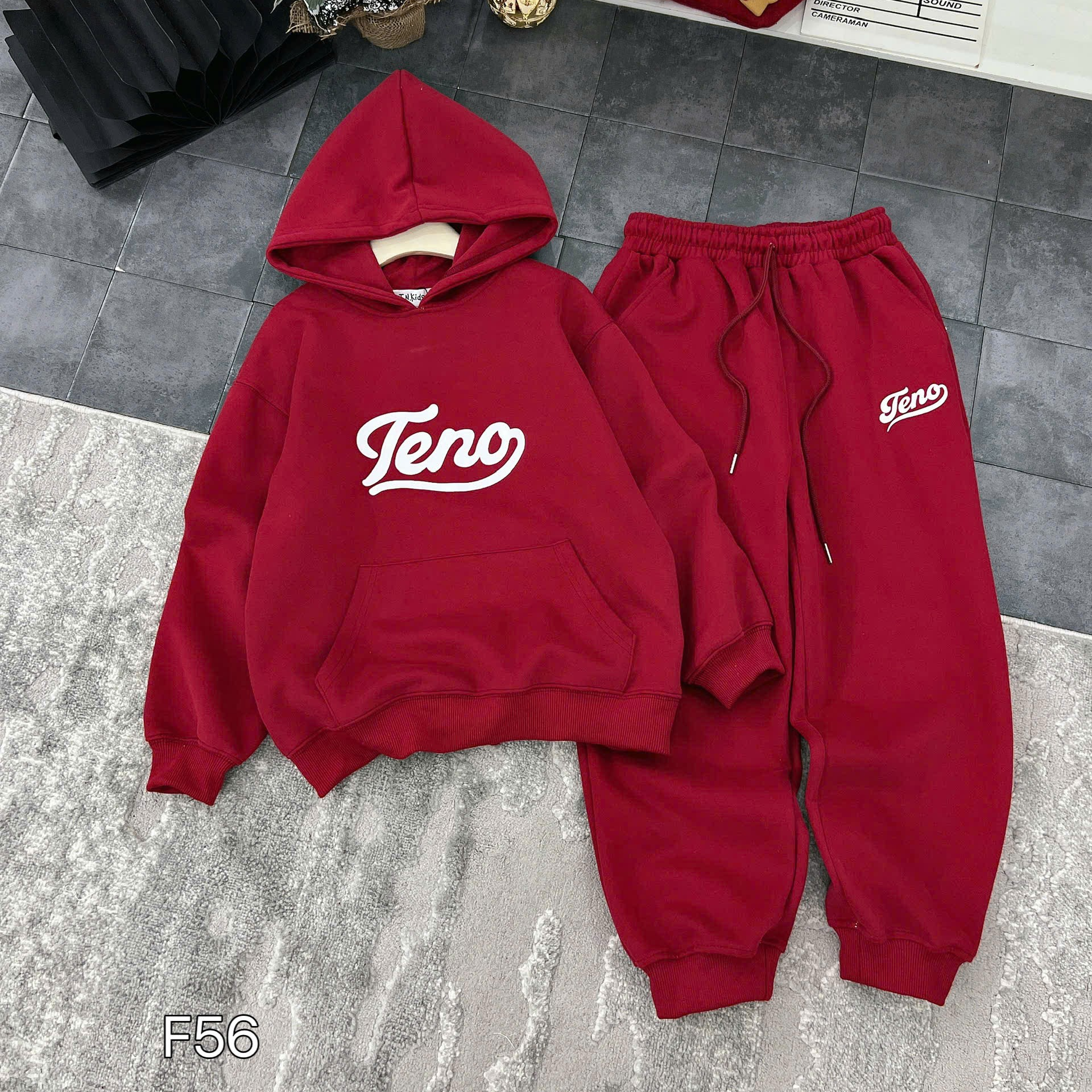 [F56] Bộ nỉ hoodie có mũ TENO cho bé gái 22-52kg_thumbnail_1