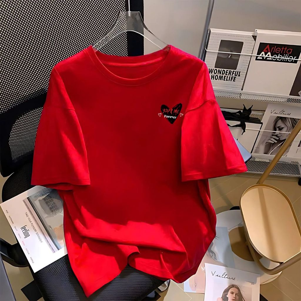 [Form Rộng] Áo thun nữ in hình 'Trái tim You&Me Forever