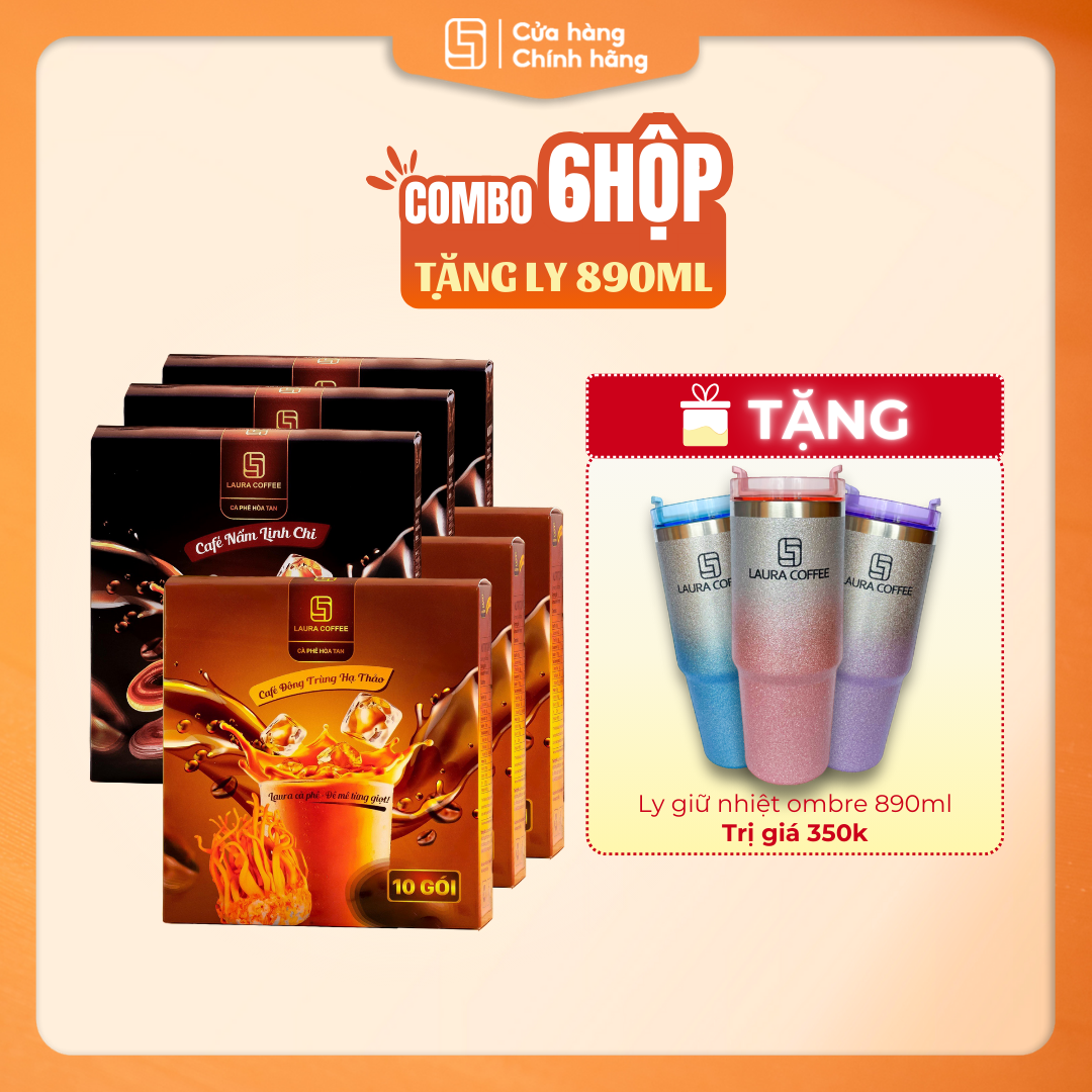 Combo 6 Hộp Cà phê Tặng 1 Bình giữ nhiệt 890ml