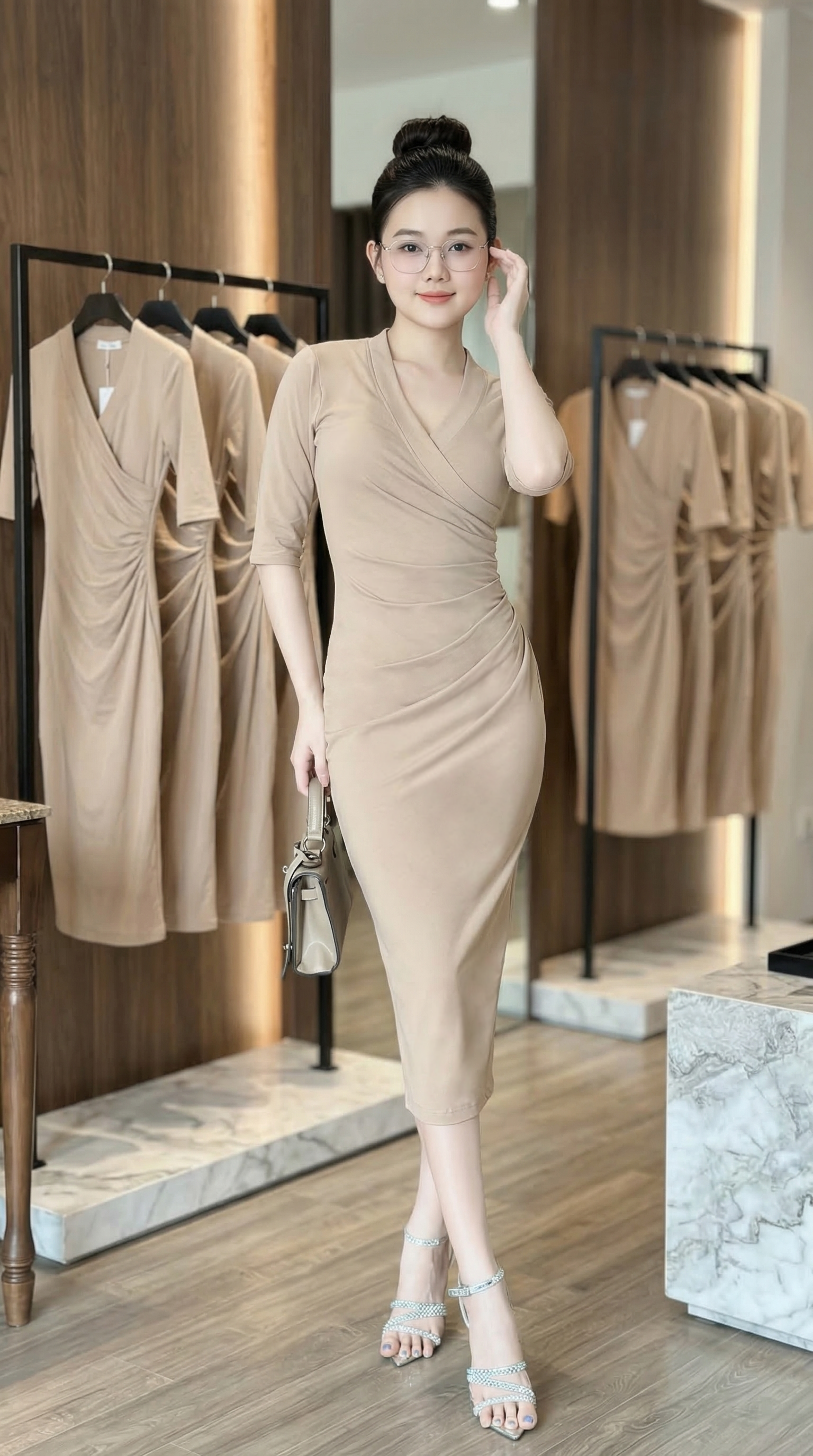 Đầm body nhún eo cổ V tay lỡ_thumbnail_12