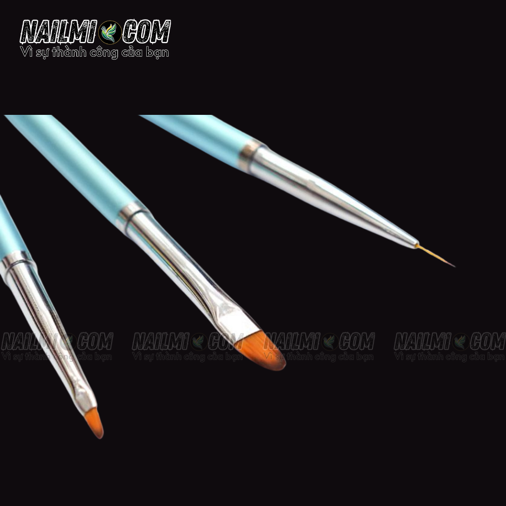 Set cọ mix kiểu - vẽ móng - 3 cái - Dingxi - cán nhôm