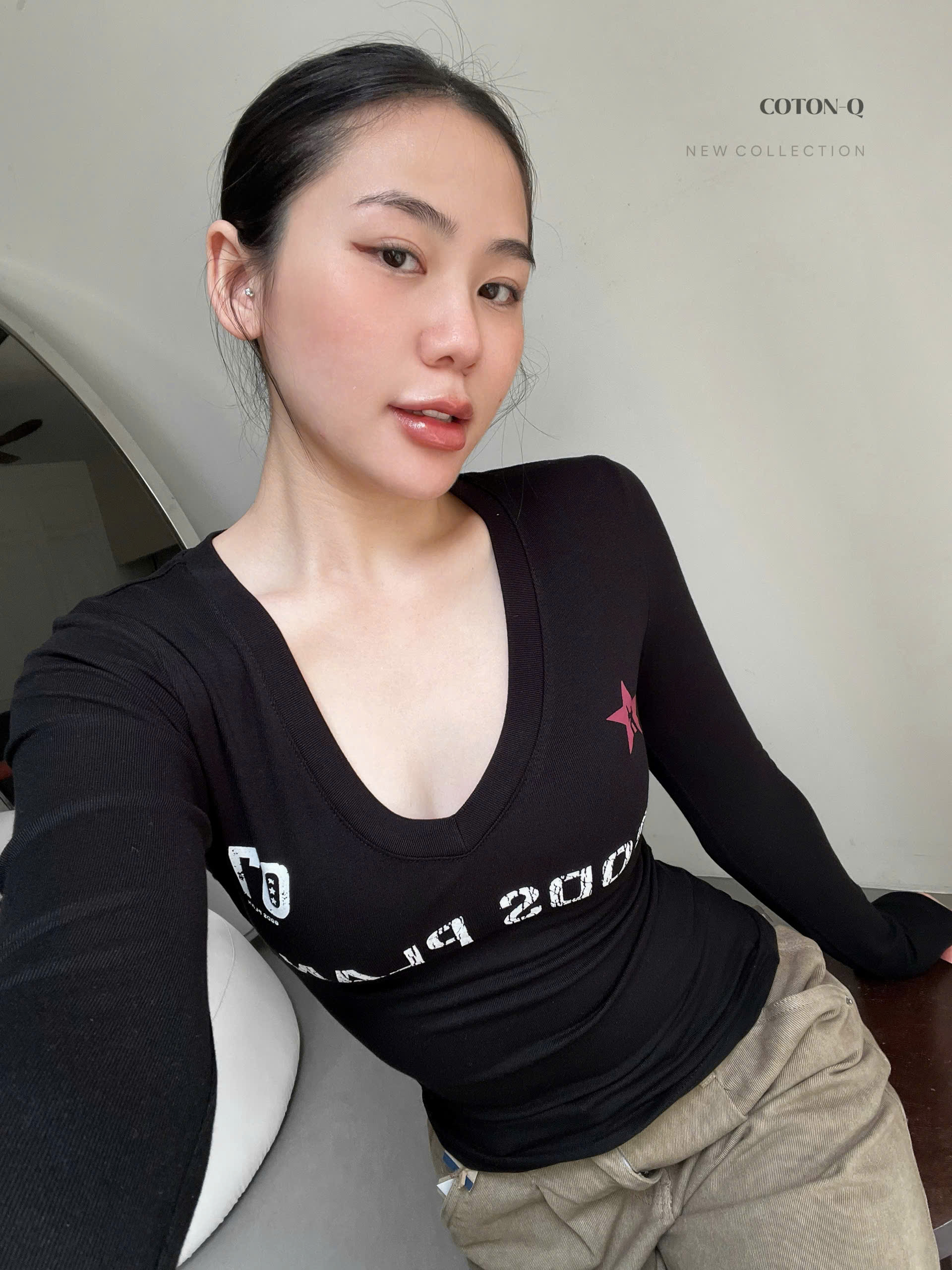 Áo cổ tim tay dài ( ĐEN )_thumbnail_11