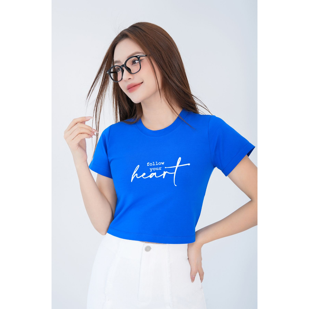 [Form Ôm] Áo croptop ôm in chữ Heart - Áo laptop kiểu chất Cotton LOZA CR6269_thumbnail_4