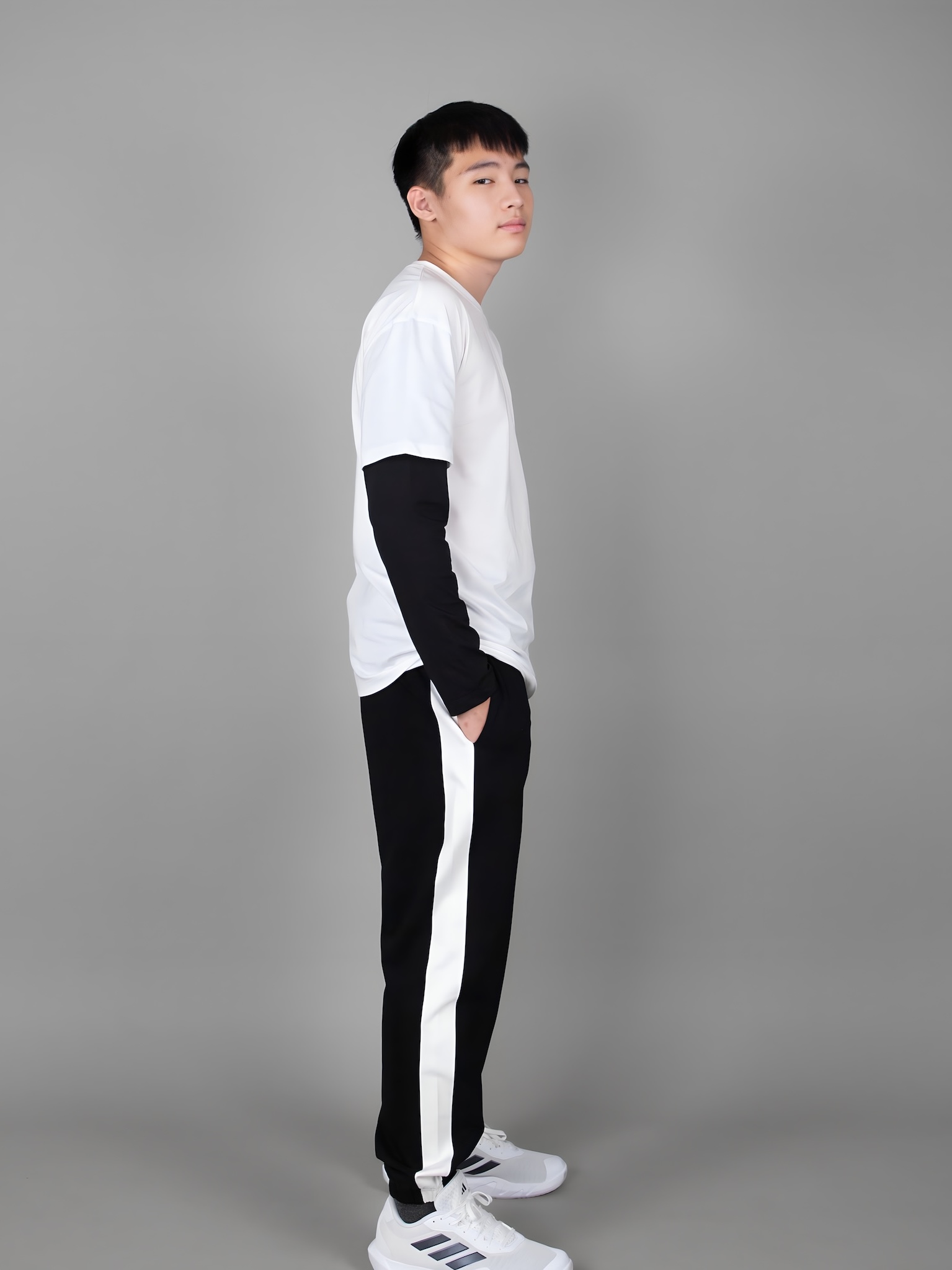 Quần nỉ bé trai màu đen phối dọc trắng_thumbnail_4