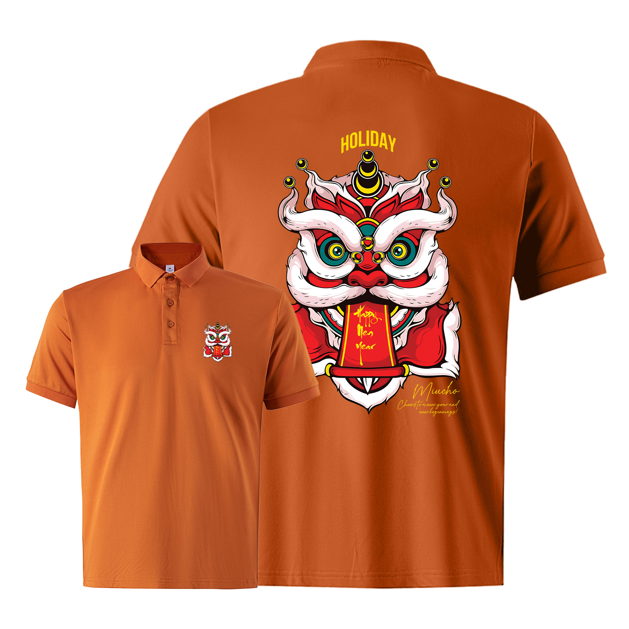 Áo polo nam form vừa 1899 Miucho Iconic vải cá sấu đứng form thoáng mát in artwork_thumbnail_0