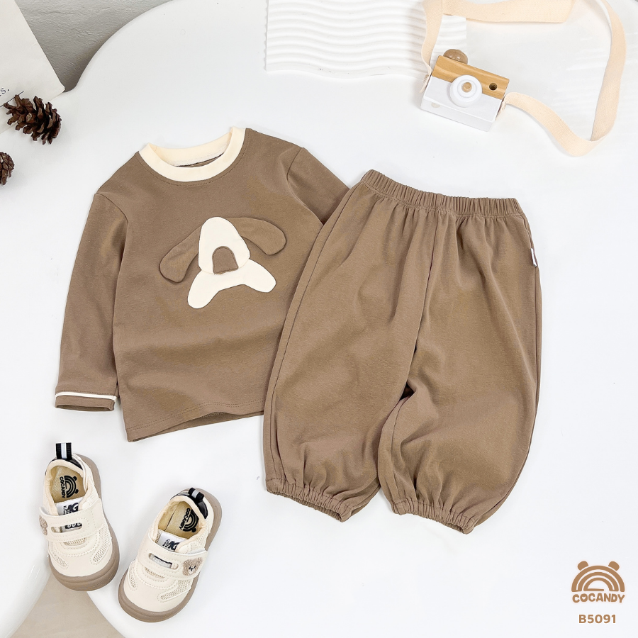 Bộ dài NÂU họa tiết cún nâu