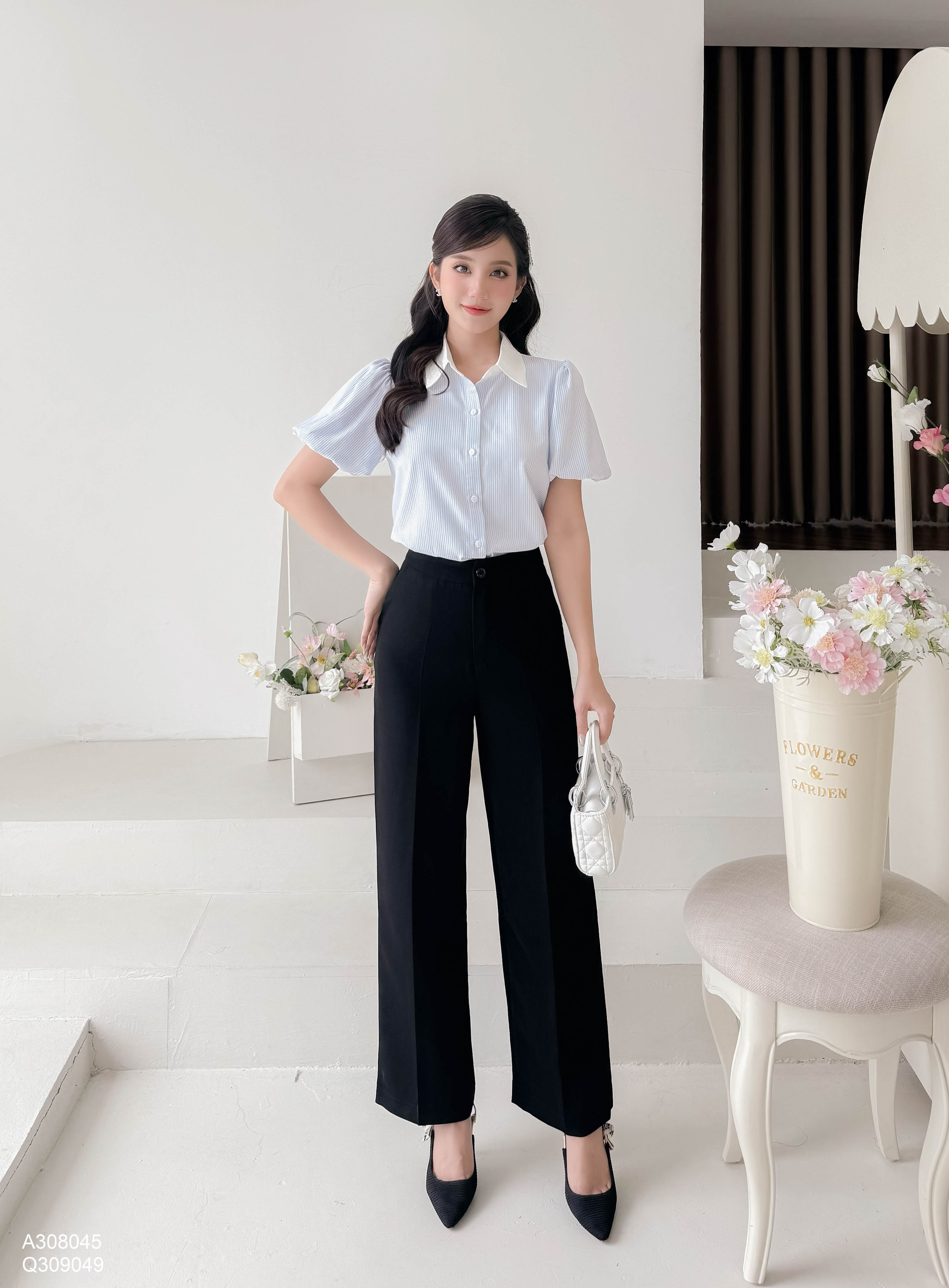 Áo sm cổ đức tay bồng