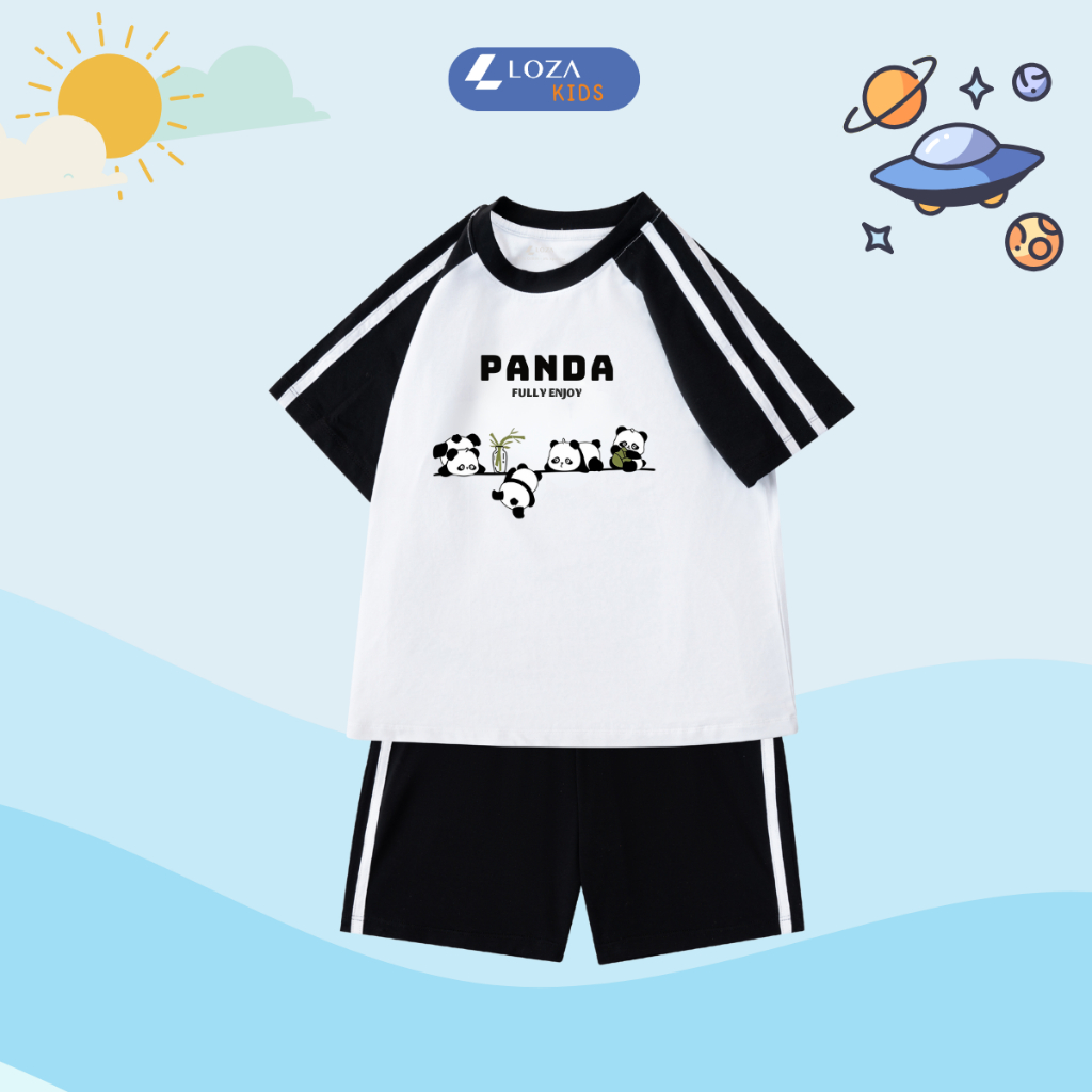 Đồ bộ cho bé phối viền hình gấu trúc Panda - Loza Kids BF254_thumbnail_5