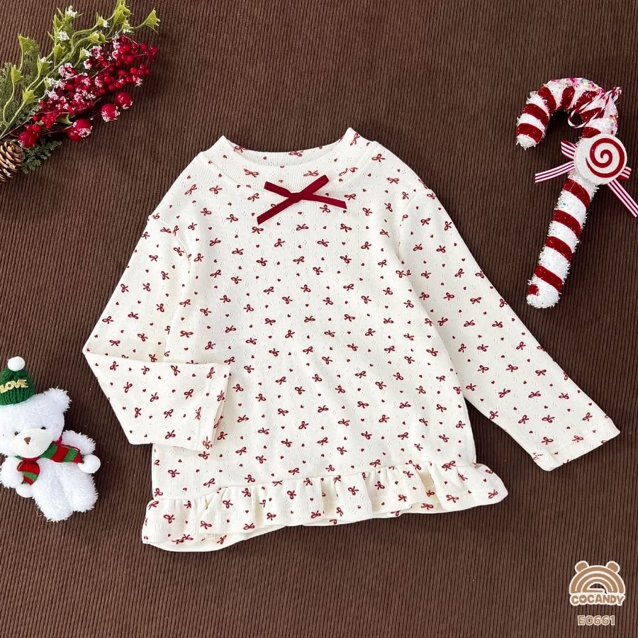 Áo giữ nhiệt dài tay BE họa tiết nơ ĐỎ_thumbnail_1