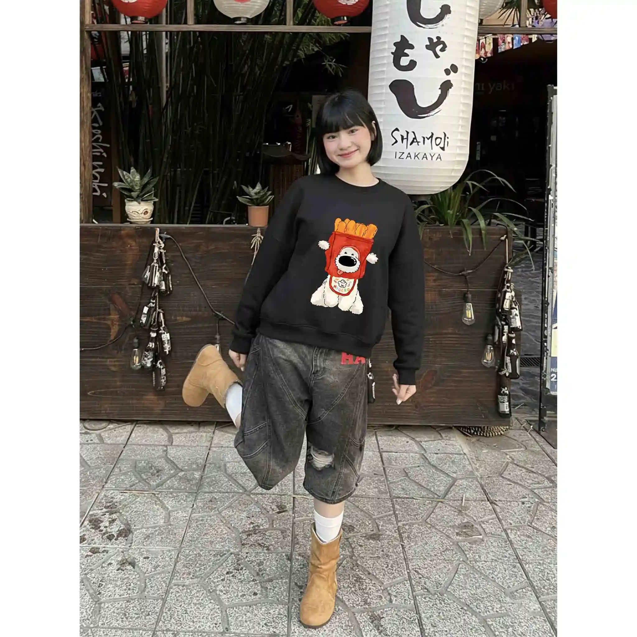 Áo Sweater boxy Miucho nỉ 2 da thoáng mát dày dặn cổ tròn đủ size hình cún in mix 2793_thumbnail_5