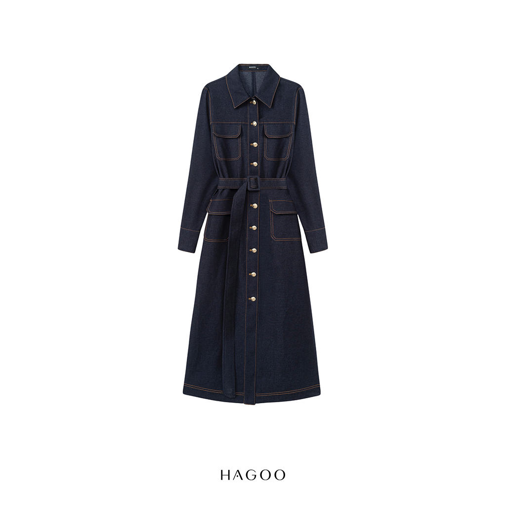 Váy Denim túi ốp diễu chỉ trang trí HAGOO_thumbnail_8