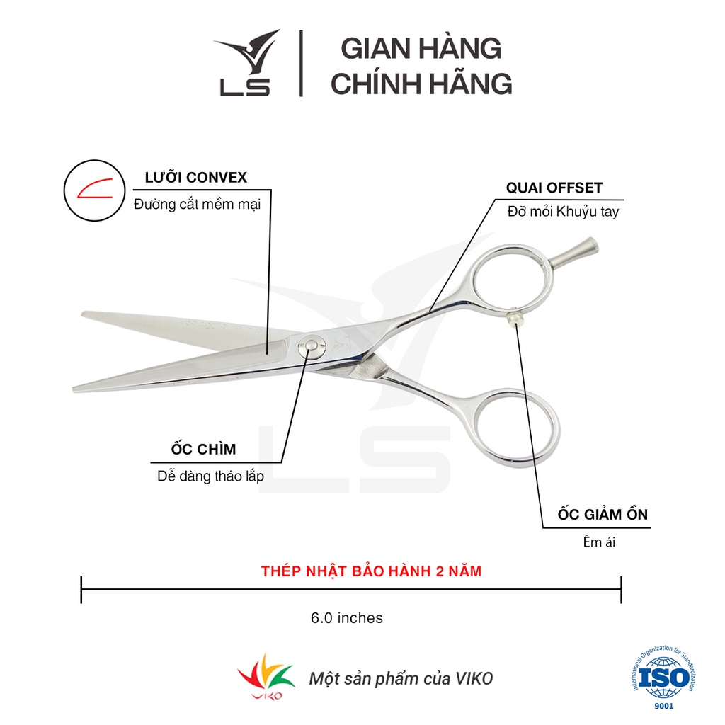 Kéo cắt tóc Viko LS CB15L/6.0 (Tay trái) - bảo hành 2 năm_thumbnail_3