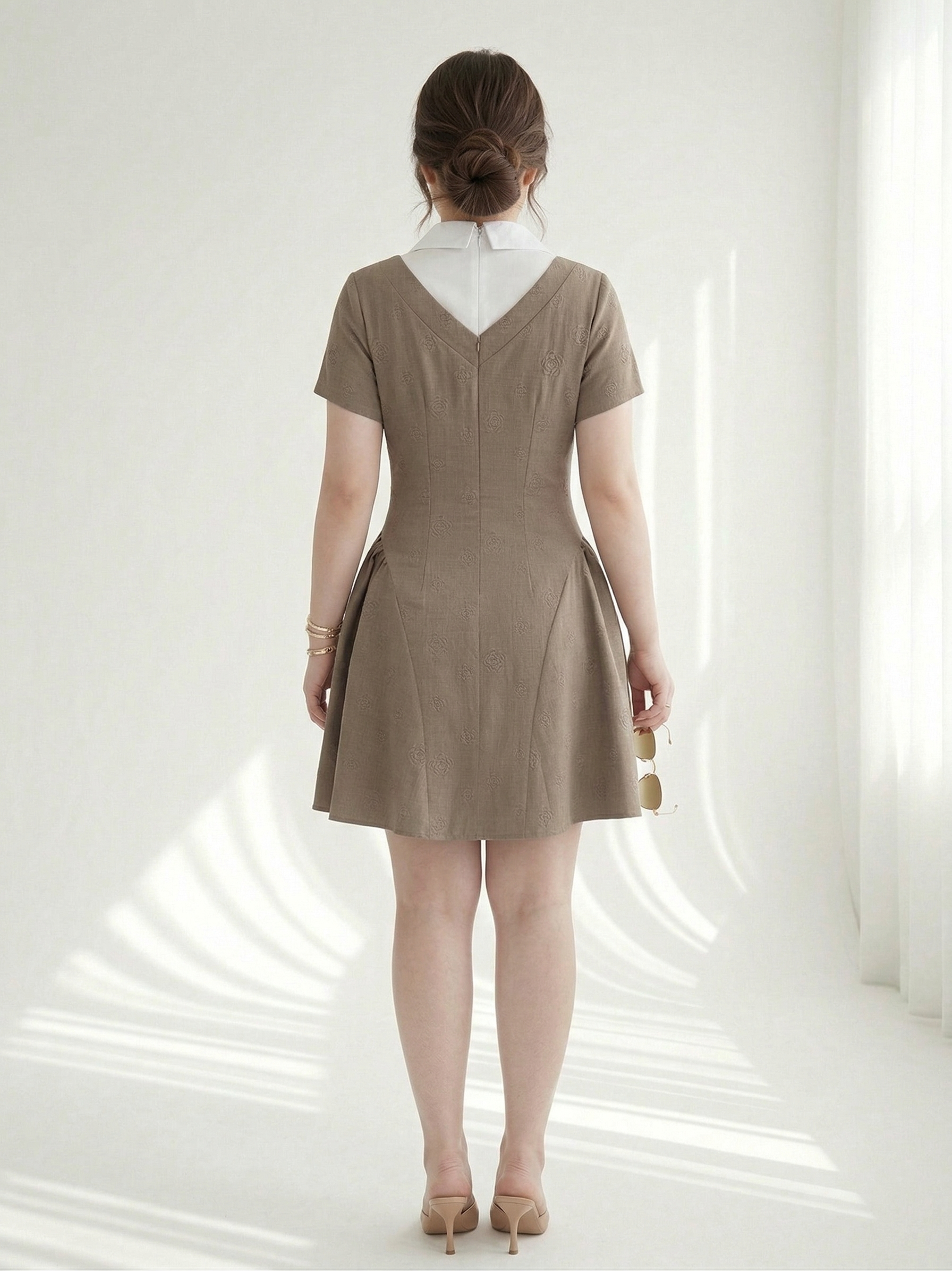 Đầm cổ sơ mi kiểu dáng A phồng bigsize DA153 dành cho nàng béo mập từ 55-95kg_thumbnail_3